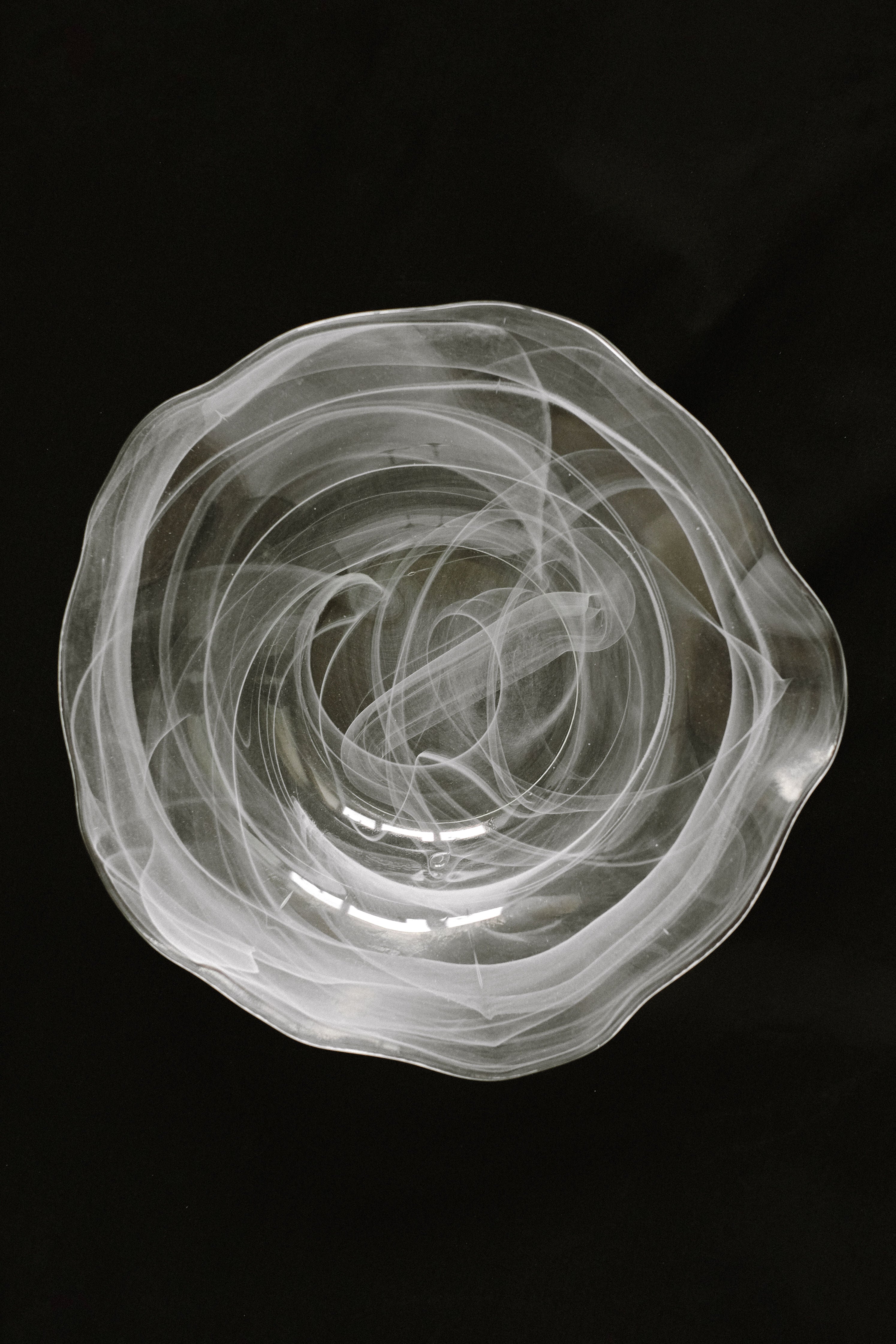 Swirl Glass Bowl — top view showing transparent glass design