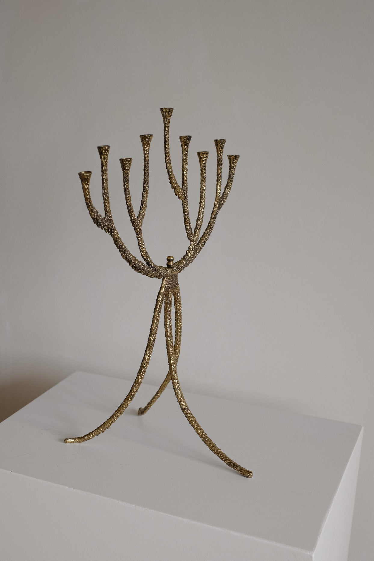 Rare Mid-Century Brutalist Bronze Candelabra — alternate view