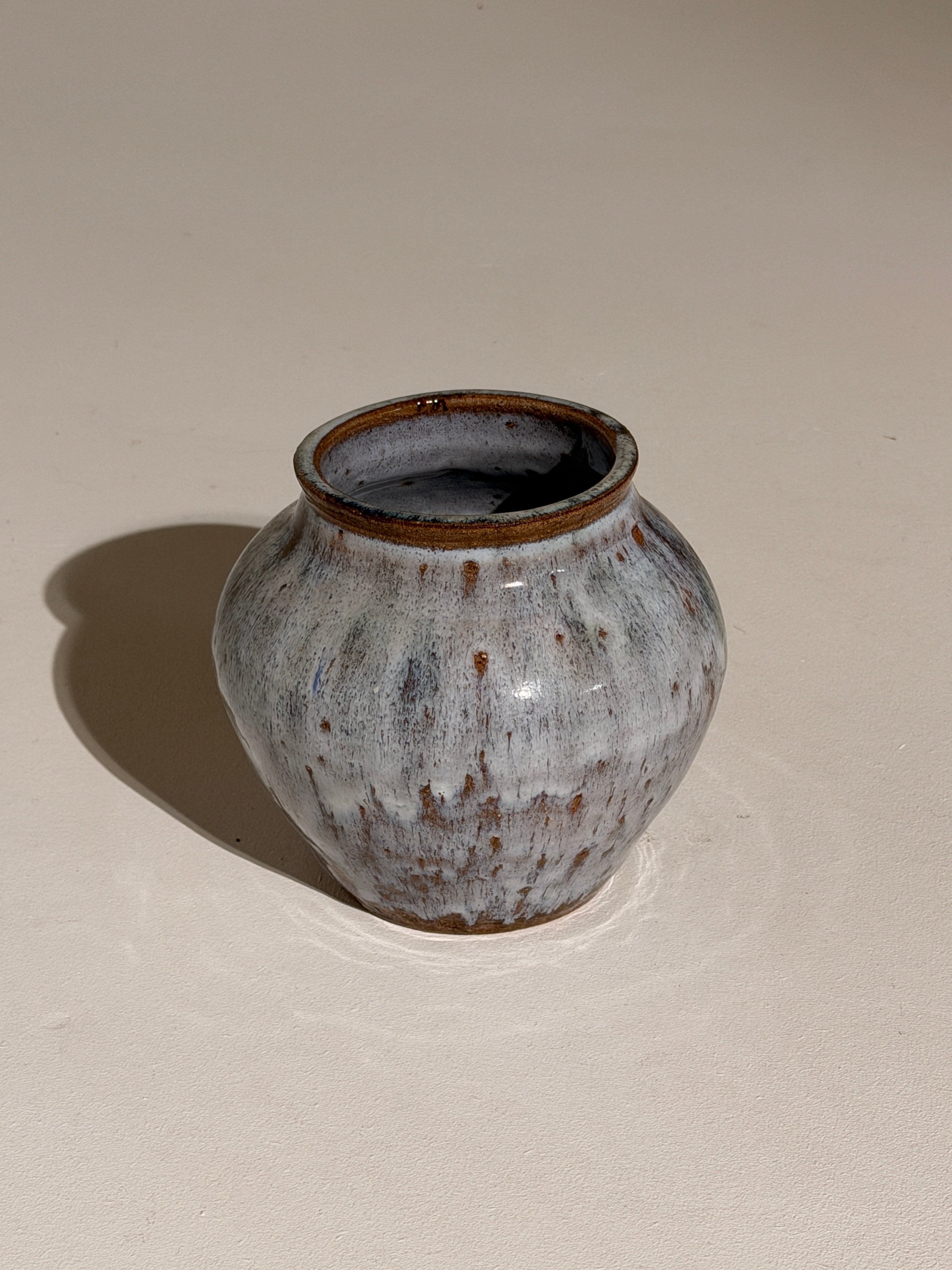 Stoneware Vase, French work, La Borne, circa 1950 — side view on neutral backdrop