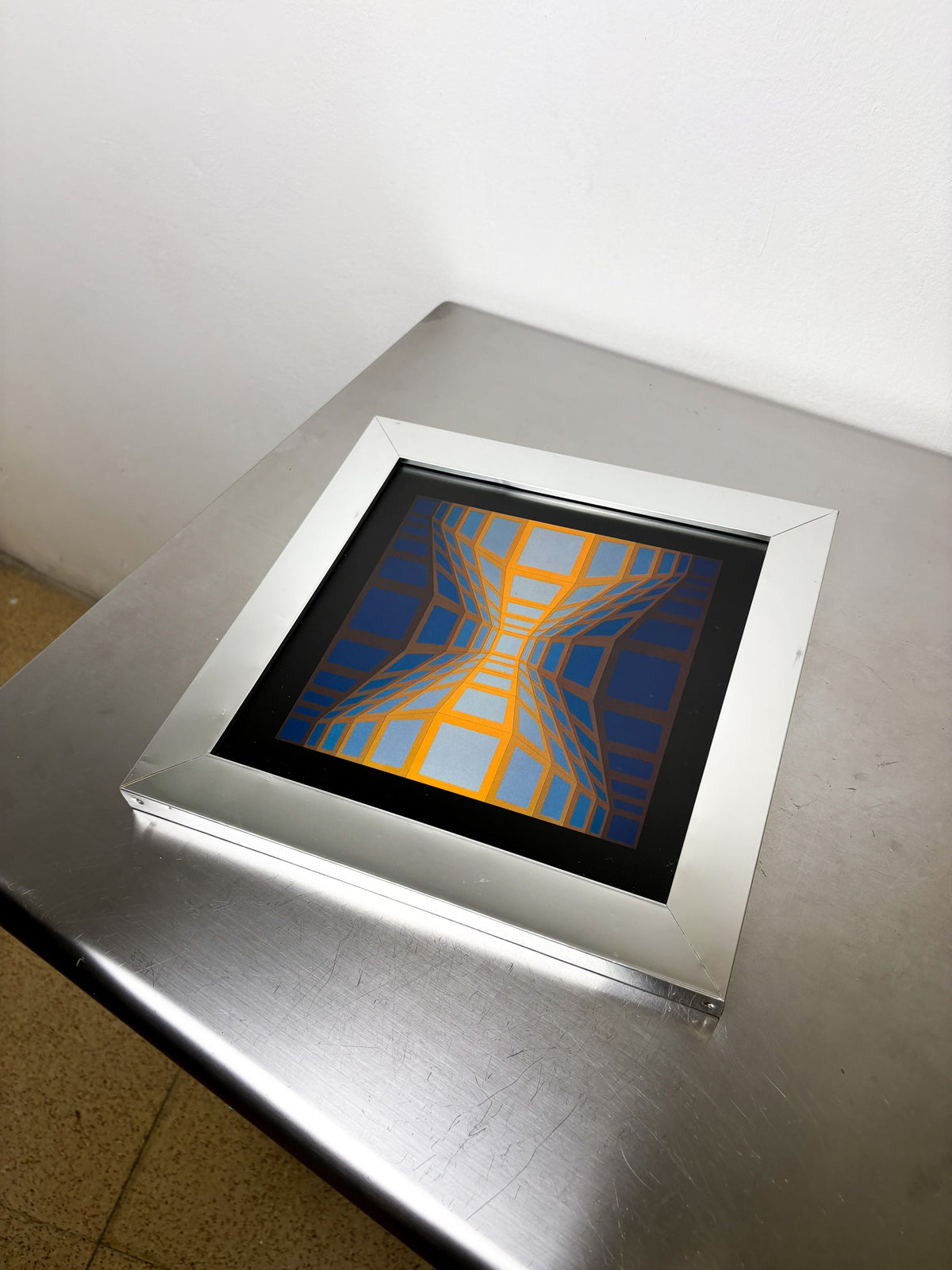 Victor Vasarely, Optical Composition, Circa 1970s, Offset Print, Framed — lifestyle setting