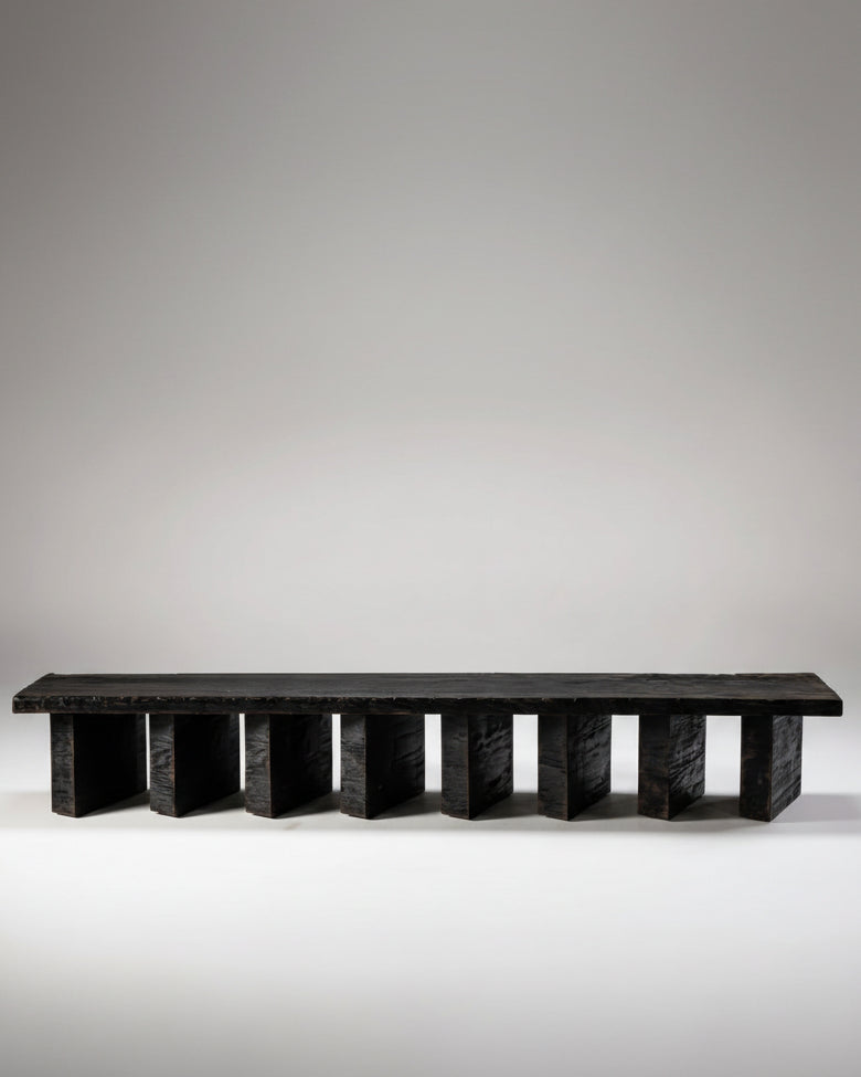 Weathered Oak Bench by No Age Studio LLC | The Oblist — handcrafted dark wood design