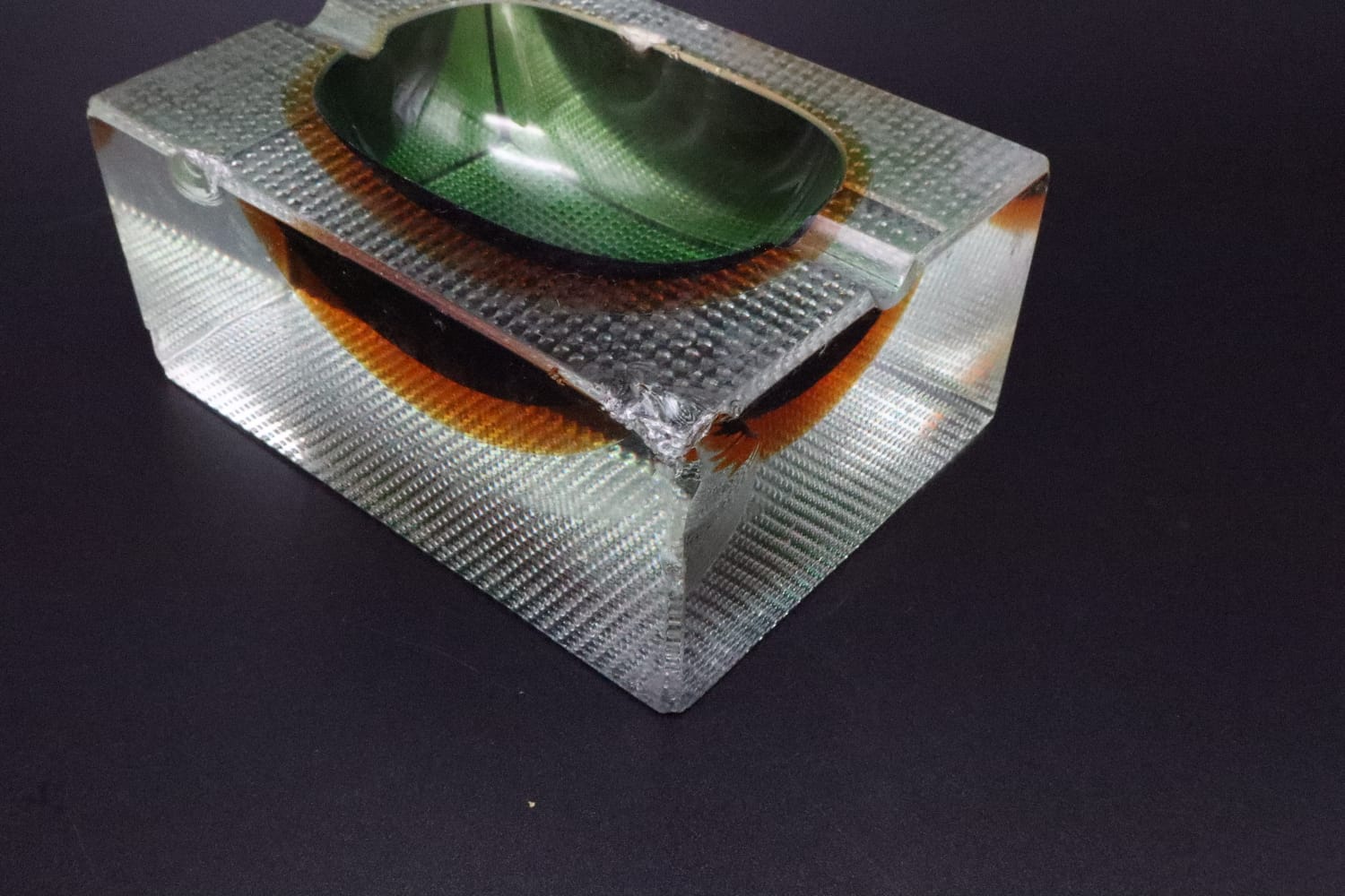 Sommerso Murano Glass Ashtray by Flavio Poli for Seguso, Italy, 1960s — lifestyle setting