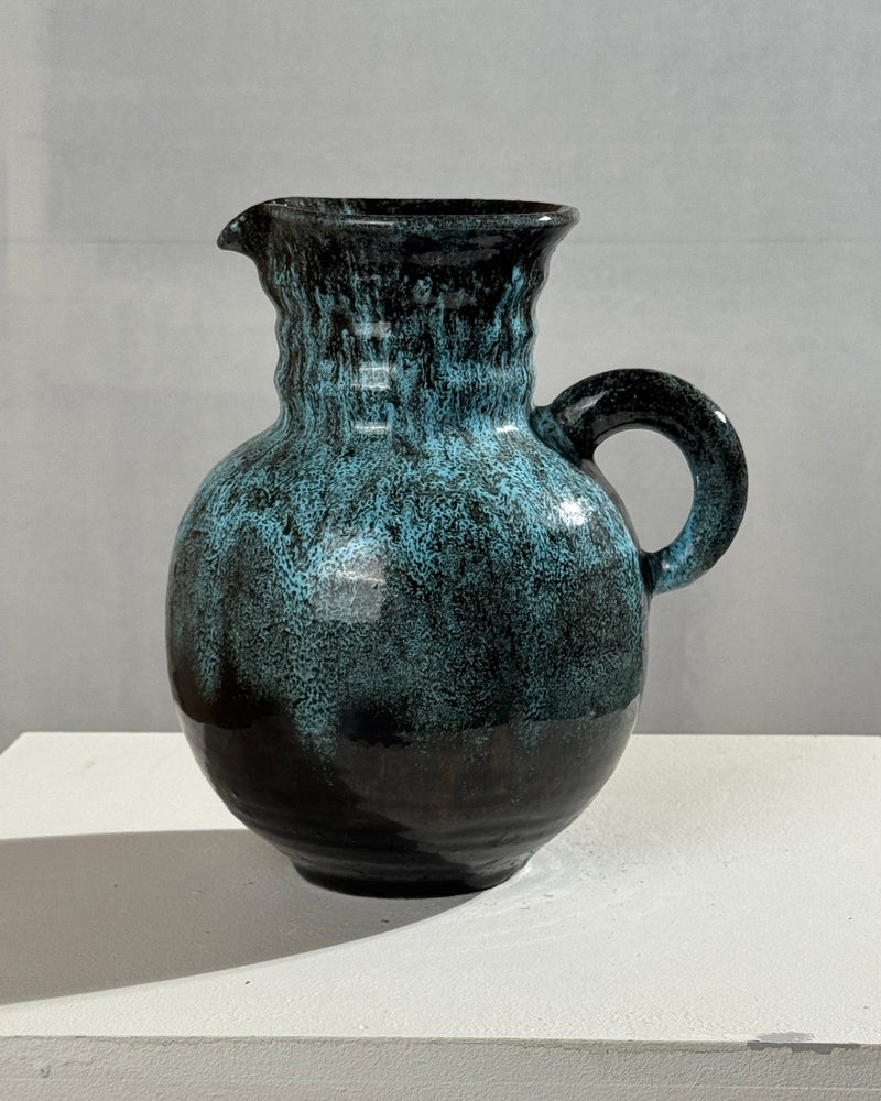 Vintage ceramic pitcher with turquoise glaze by Accolay Potters