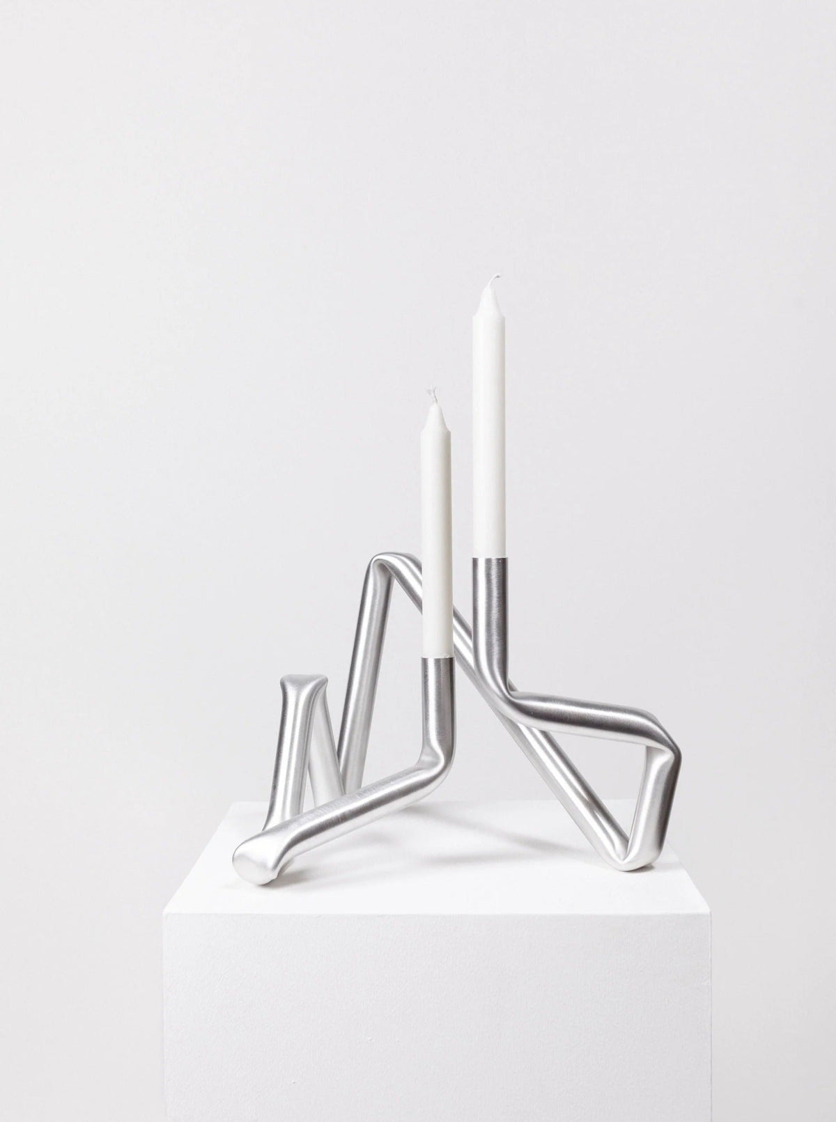 Bucatini Candle Holder (Brushed Aluminium) — side angle