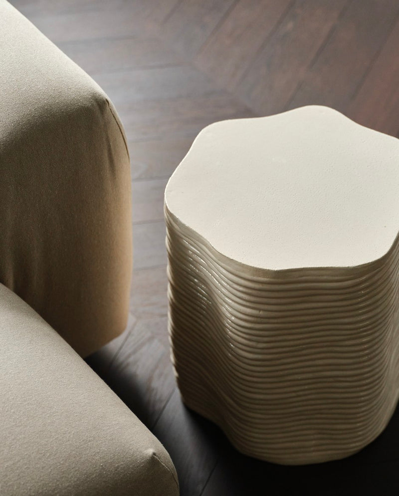 Handsculpted Ceramic Stool Cream — detail view