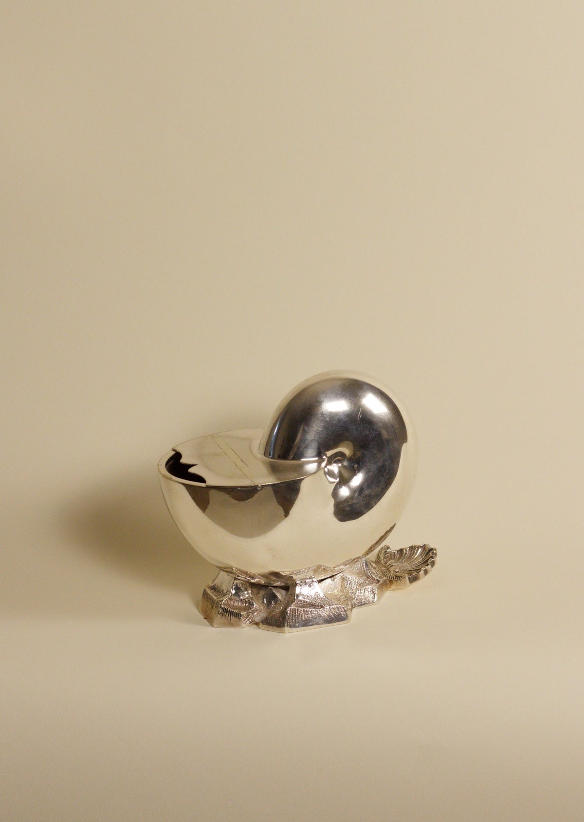 Nautilus Shell Silver-Plated Spoon Warmer — detail view