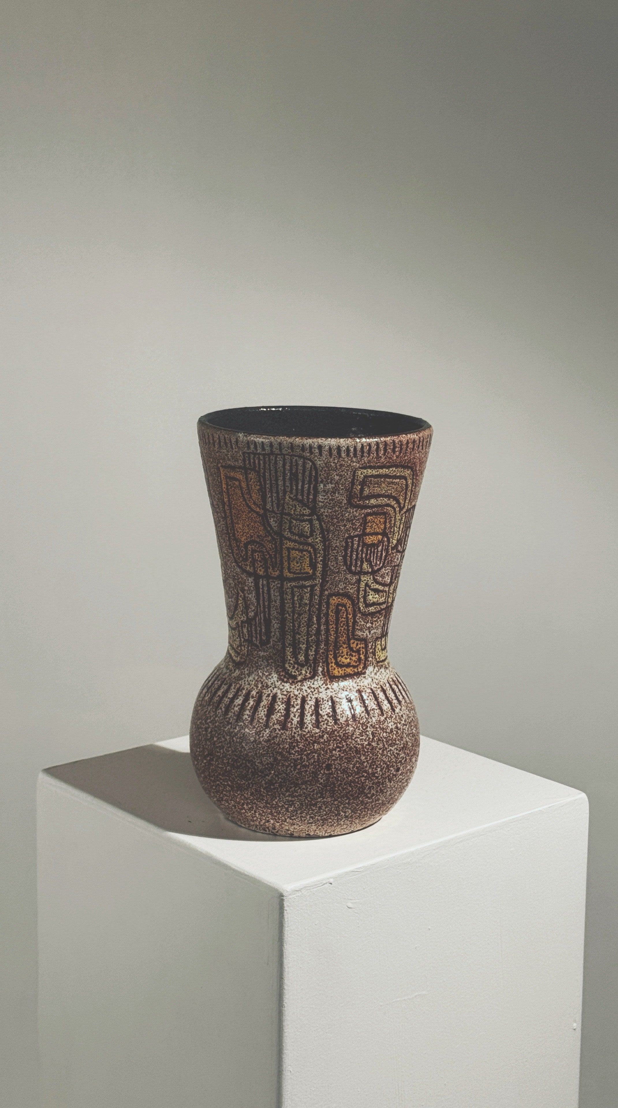 French ceramic vase with geometric motifs by Accolay Potters 1960s