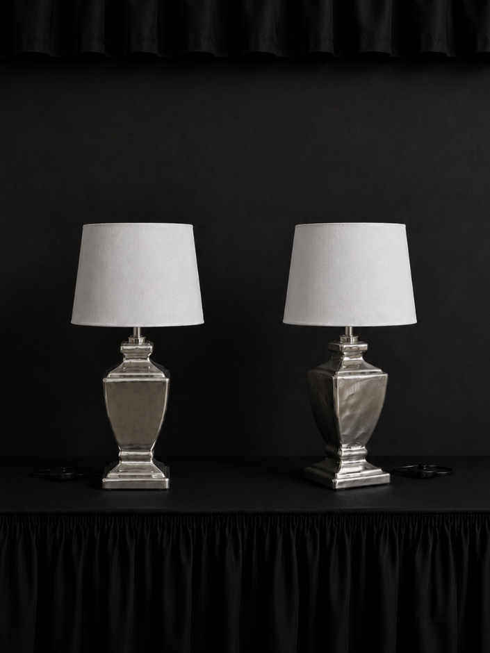 1980s Netherlands Vintage Aluminum Table Lamp in Metal — side angle