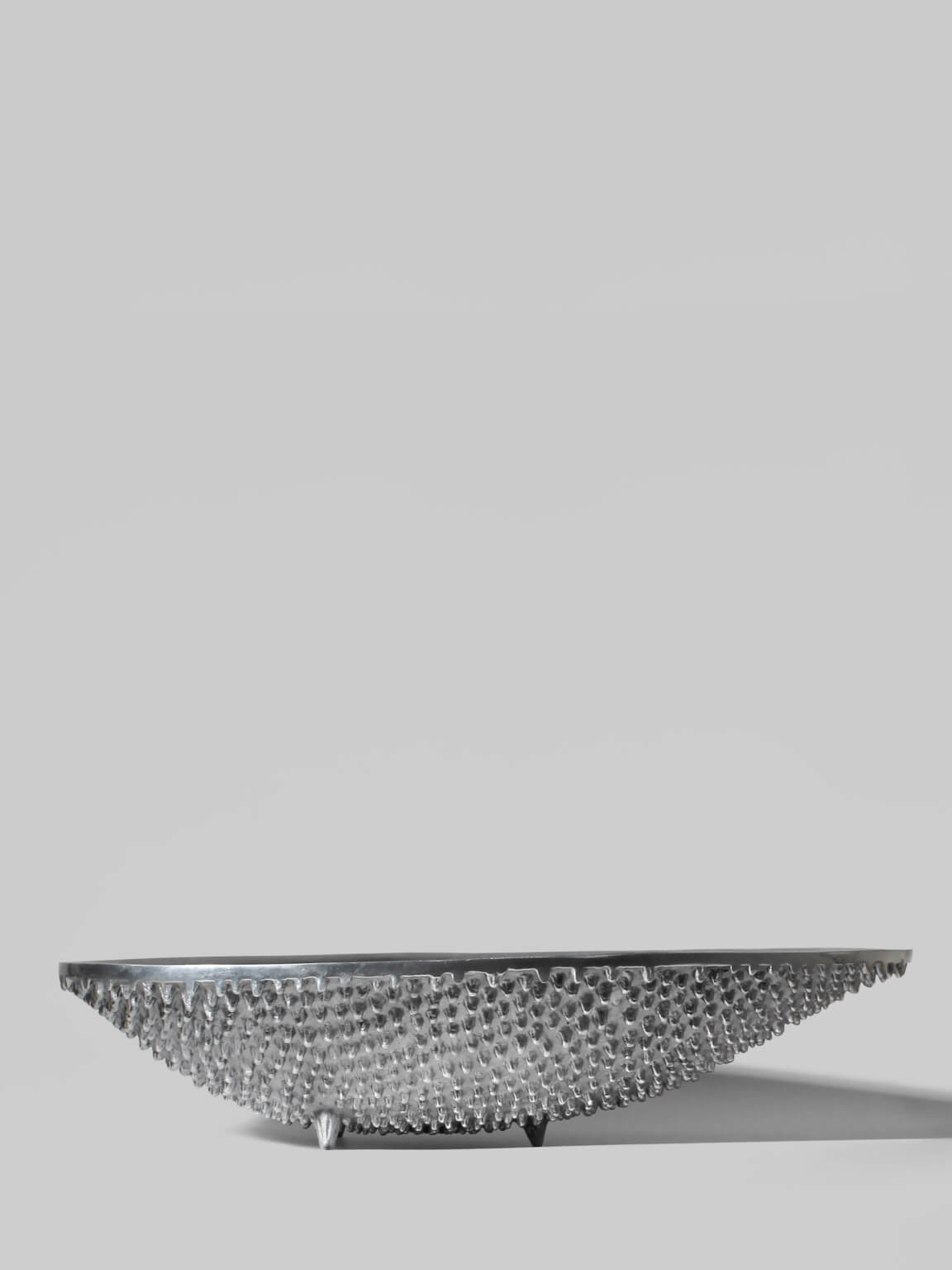 Contemporary Textured Aluminum Bowl On Legs by Vintage Stories | The Oblist