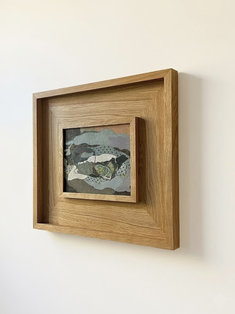 "Still Life with Oysters" Midcentury Oil on Canvas — detail view