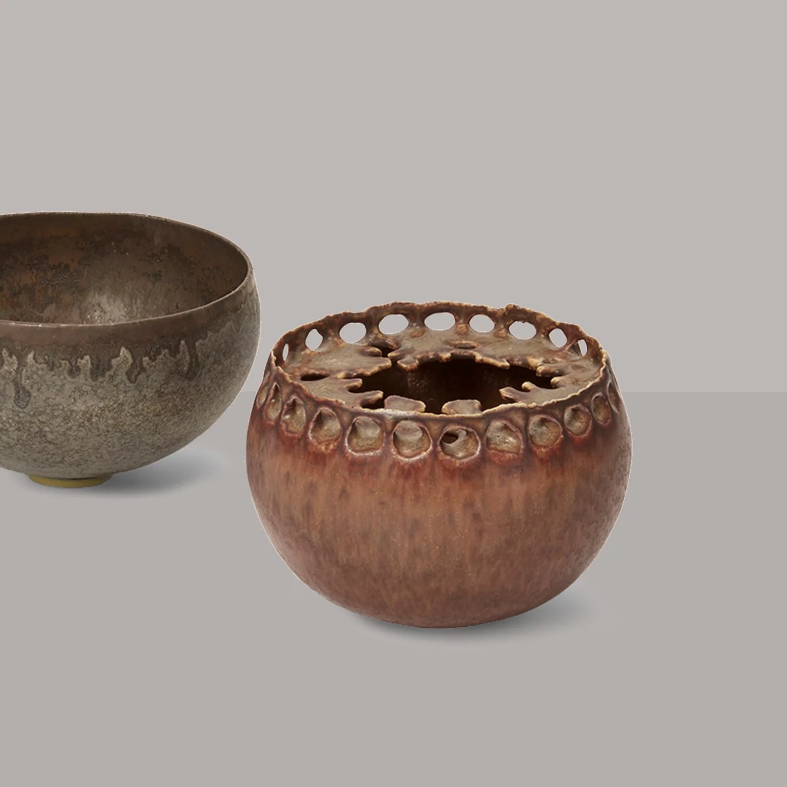 Two small bowls, by Deirdre Burnett (1939-2022) — side angle