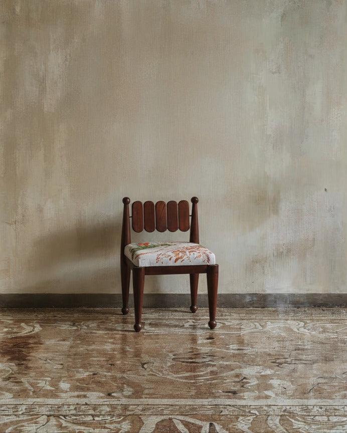 Wood and Fabric and Walnut and Brass Chair - Simorgh II Contemporary Style