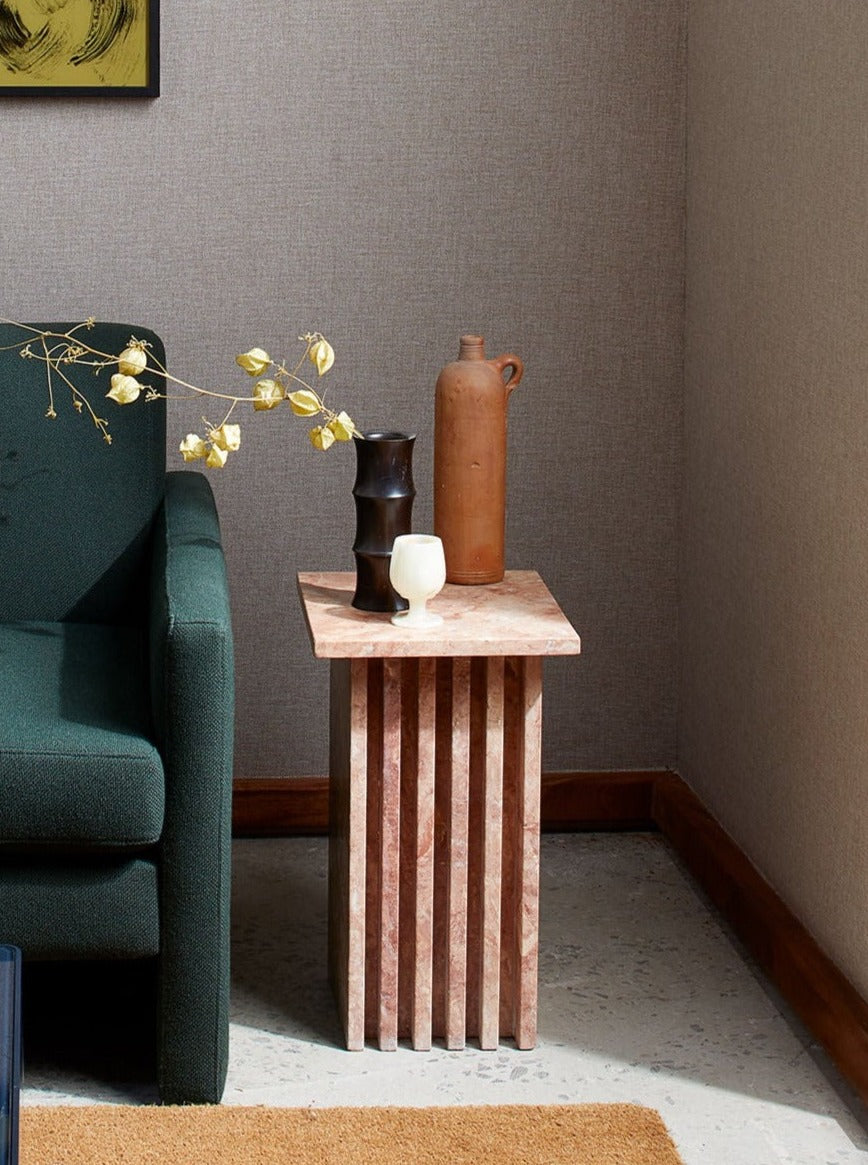 Table d'appoint Vondel en travertin rouge