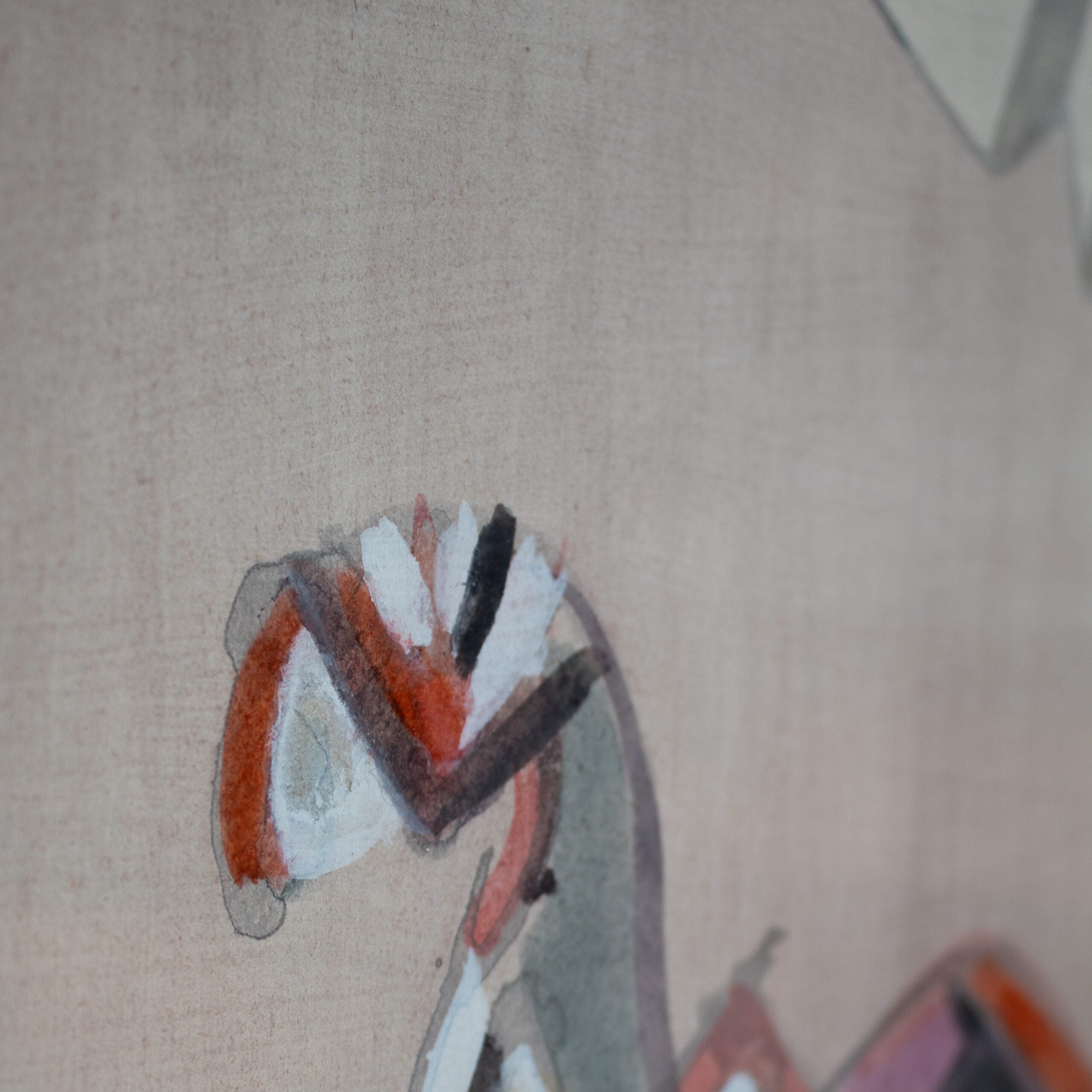 Mid Century Italian Work on Paper, 1977 — close-up of colorful abstract drawing