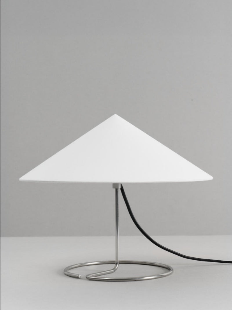 Douli Table Lamp — close-up of white shade and metal base
