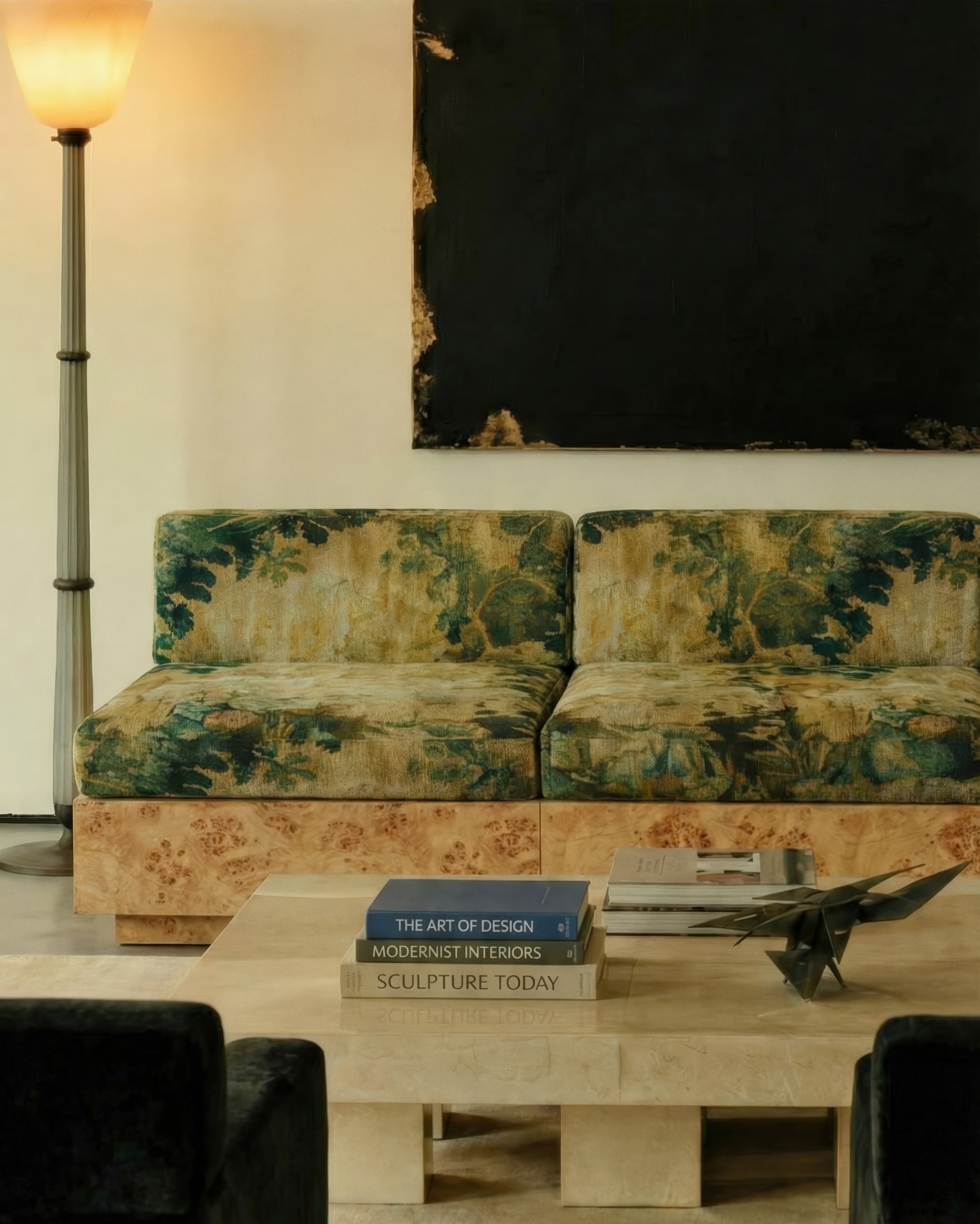 KAVA Collection II SOFA – Maple Burl Finish, Pierre Frey Upholstery — in context