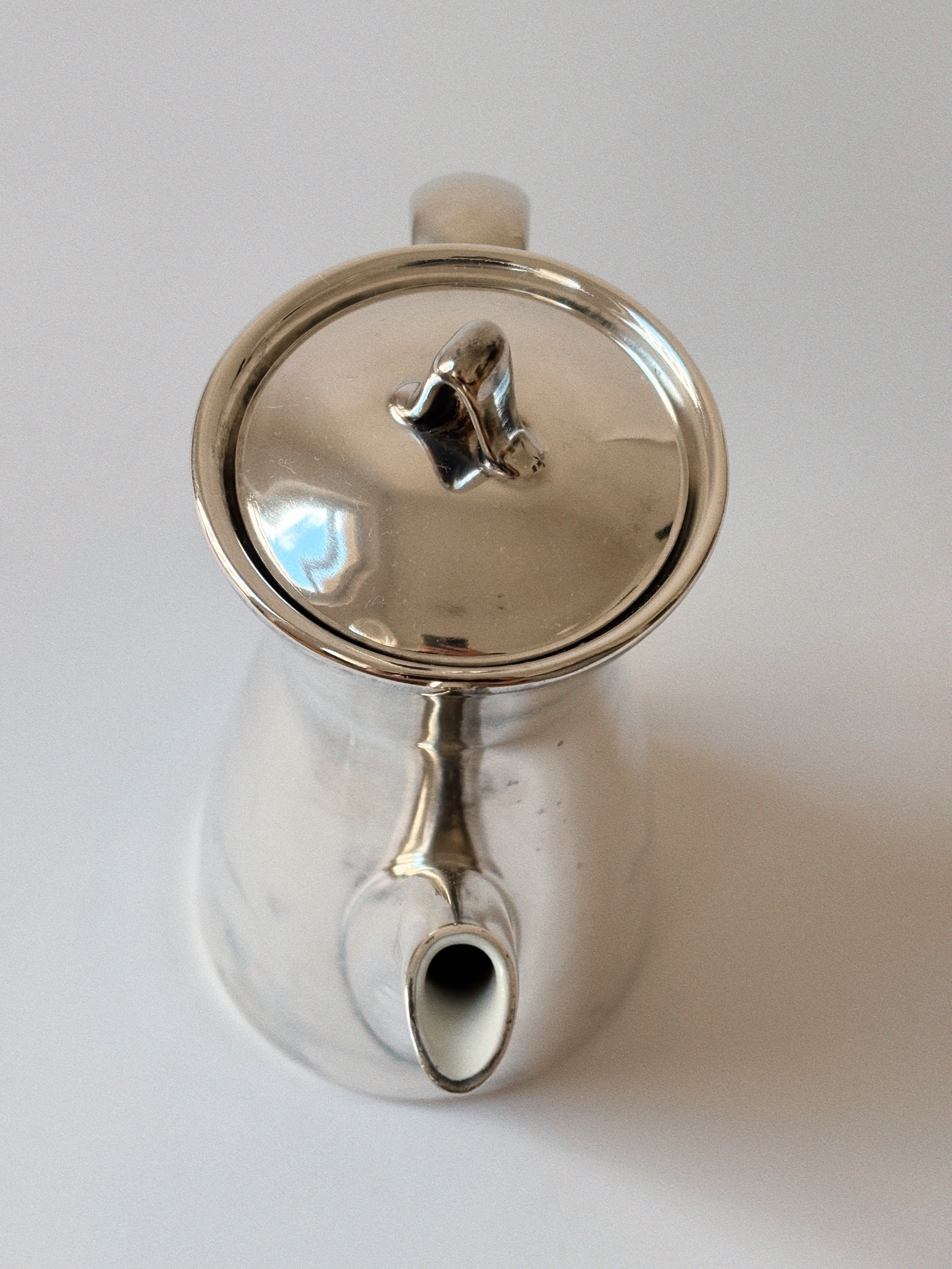 Silver Glazed Ceramic Teapot, Mid-Century Germany — side angle
