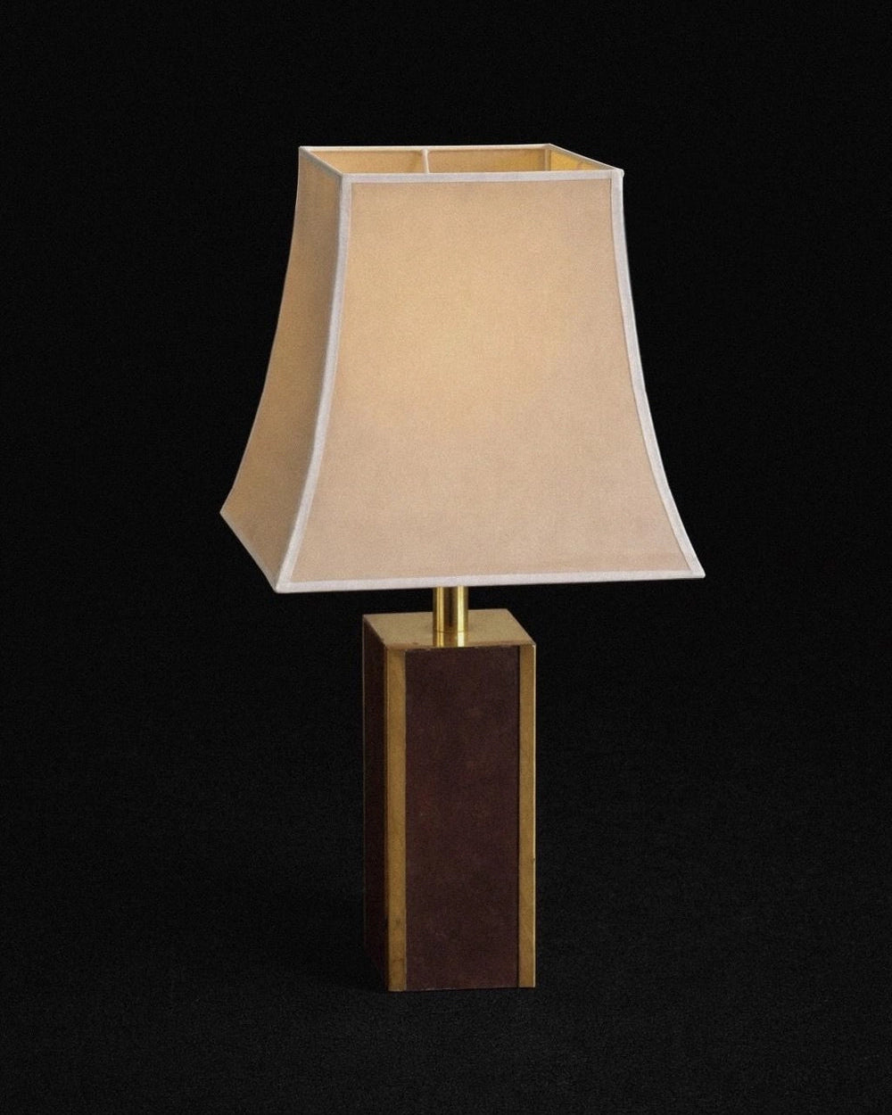 1950s Vintage Italia Art Deco Brown Nubuck Lamp — lifestyle setting