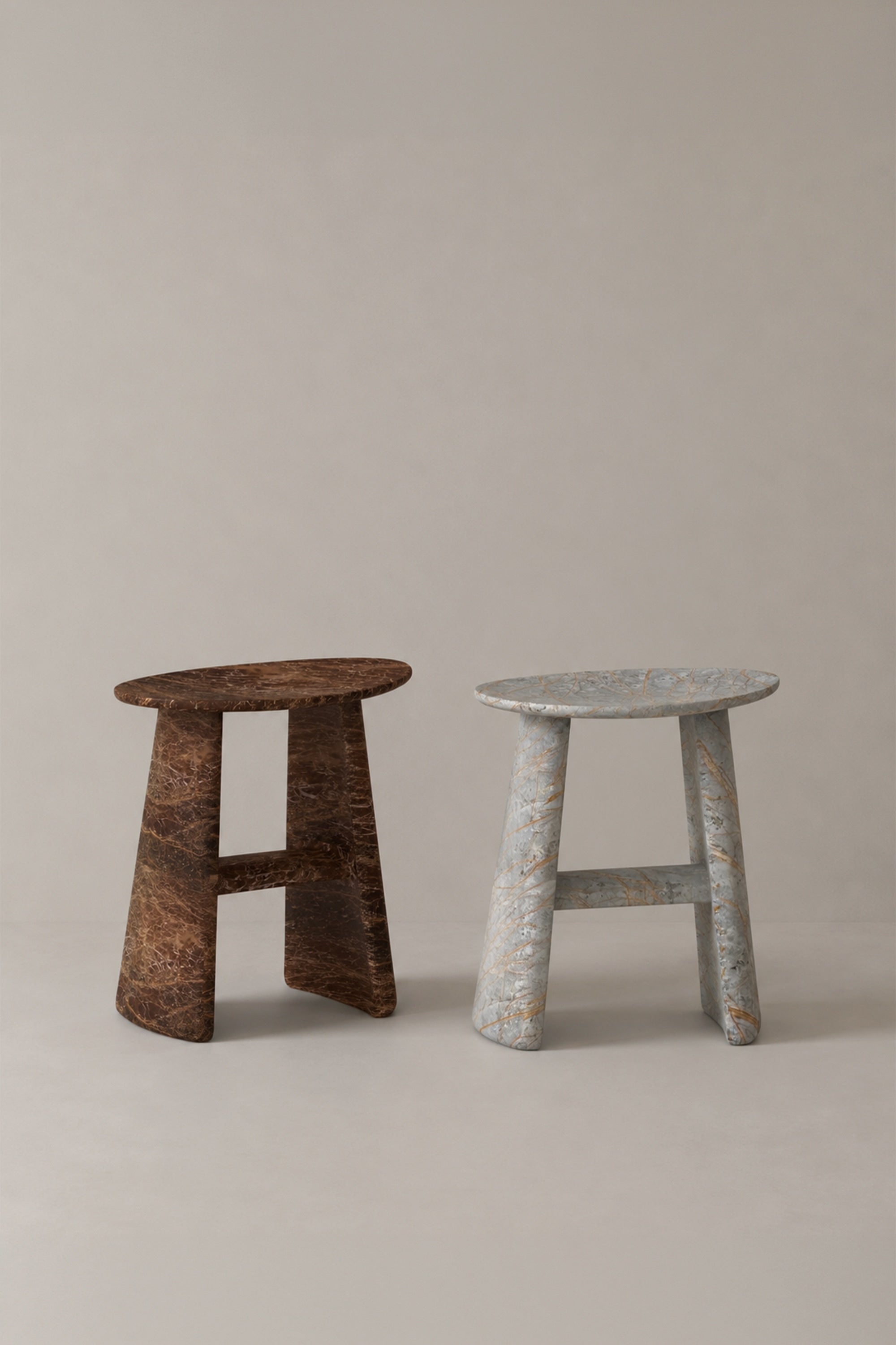 Marble LEIRIA stool — side angle
