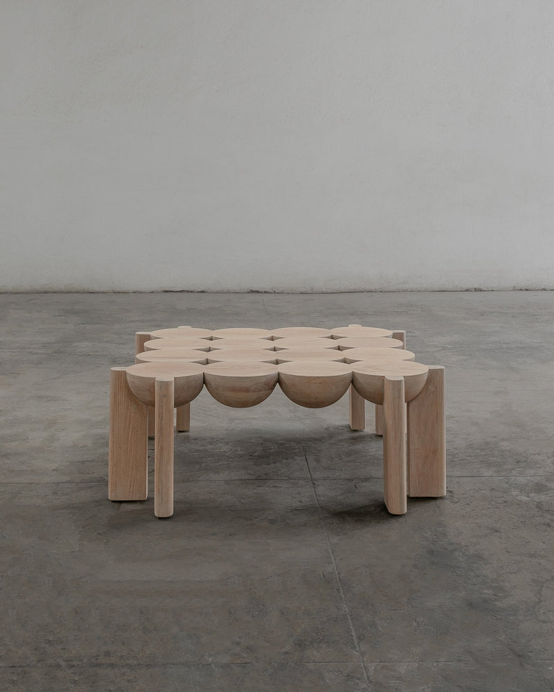 Solid Oak Coffee Table - BLEO Series by Daniel Couttolenc, Cream Wash Finish by Daniel Couttolenc | The Oblist
