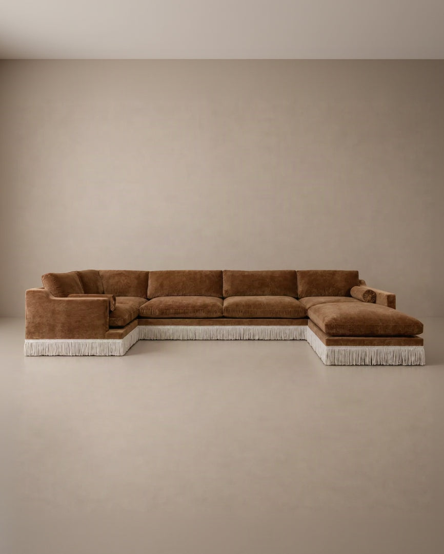 Orlando Modular Sofa - Caramel Velvet & Ivory Bullion Fringe by RIJD Interior | The Oblist