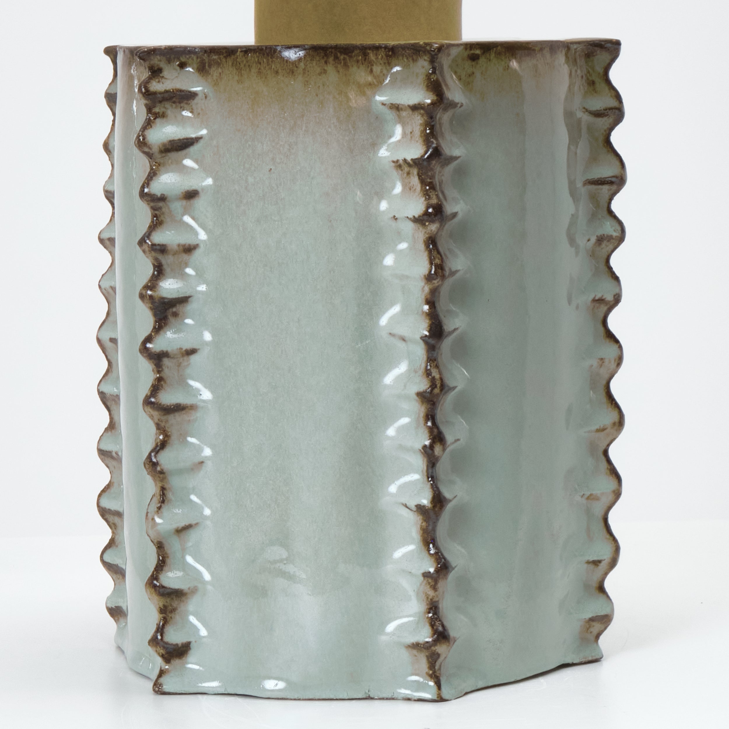 Totem Table Light — side angle of textured ceramic base