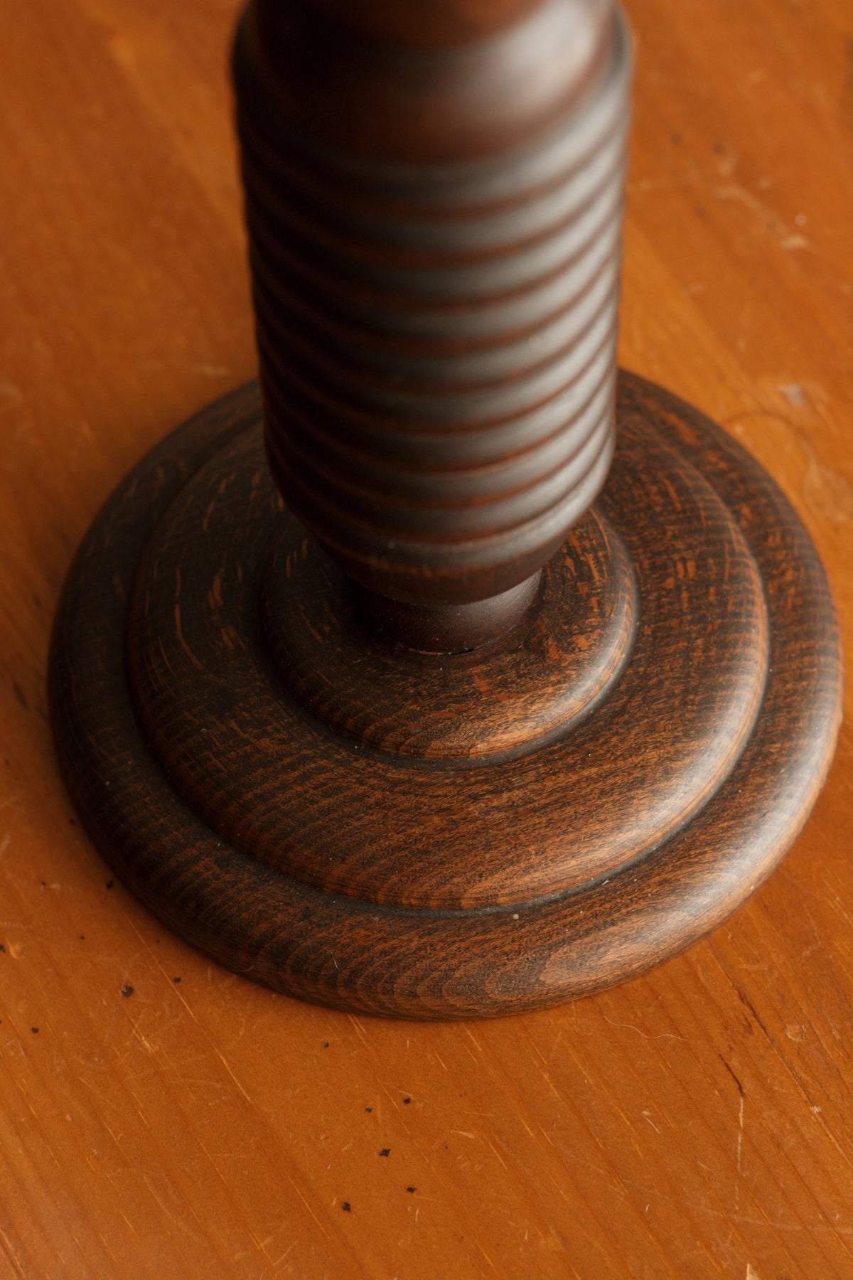 French Art Deco Ribbed Wood Table Lamp — lifestyle setting