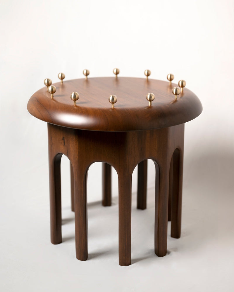 Corona Side Table by Studio Indigene | The Oblist — handcrafted wood with brass accents