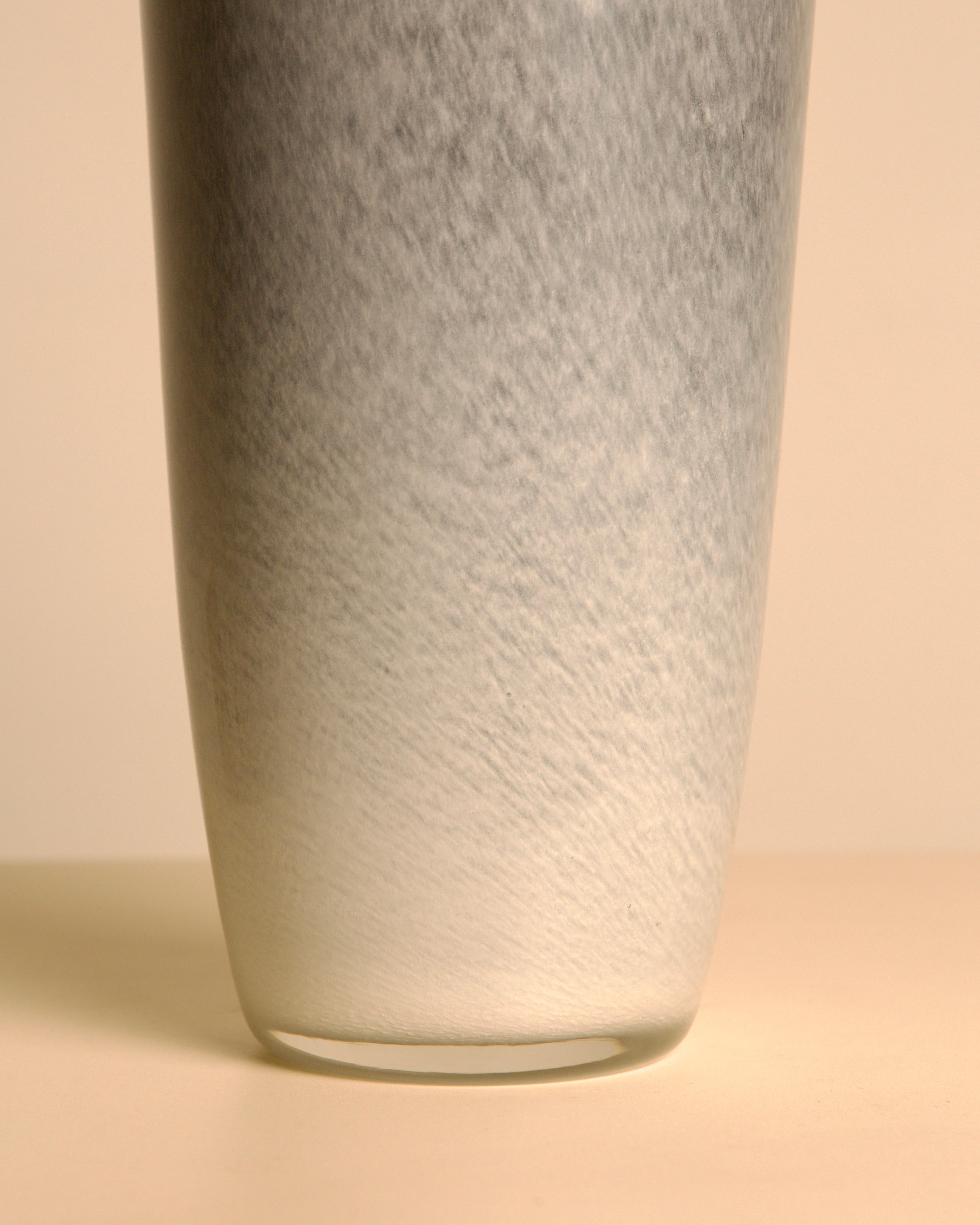 Italian Murano Glass Vase, Speckled Grey Satin Finish, 1980s — side angle