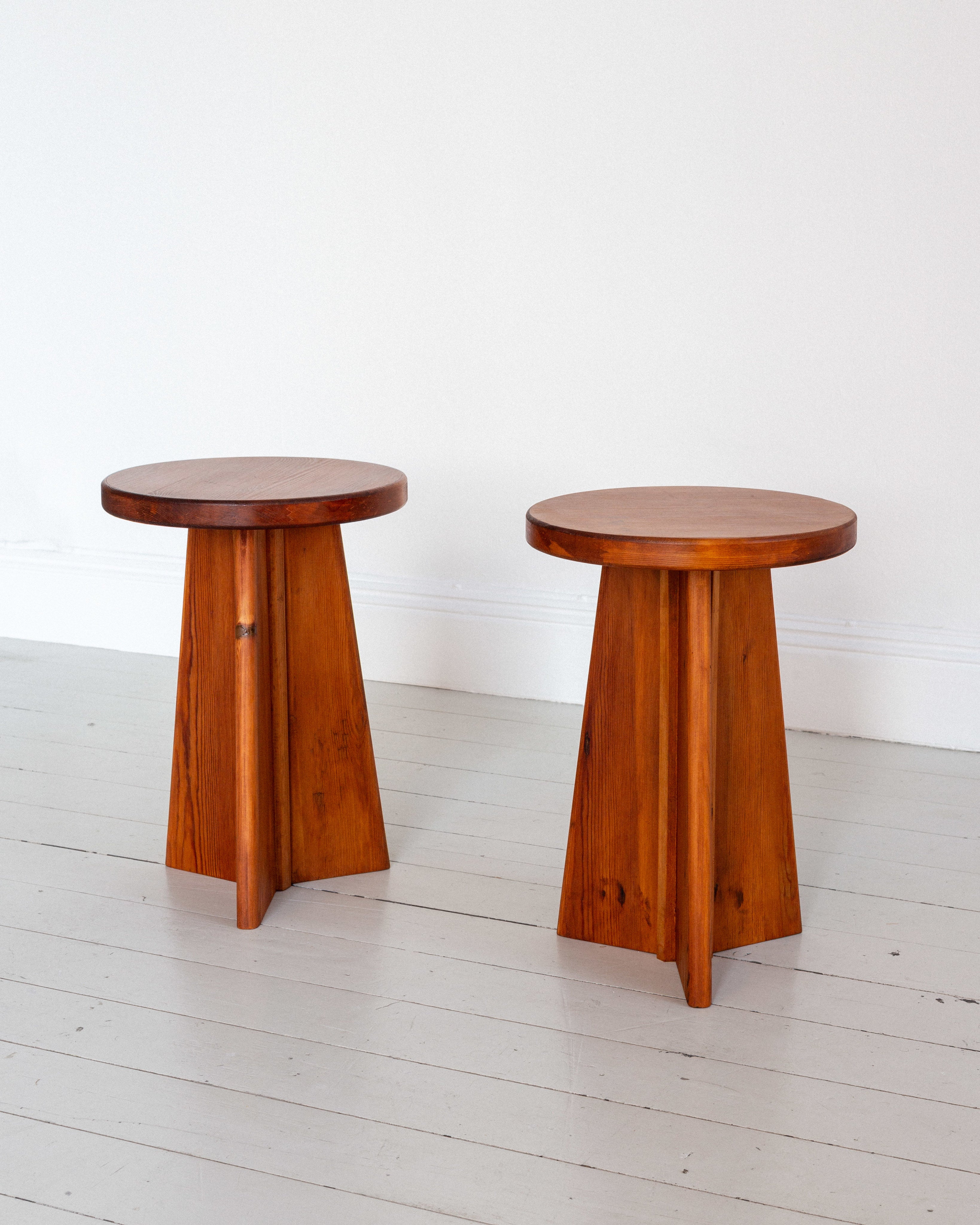Pair of Vintage Swedish Pine Stools