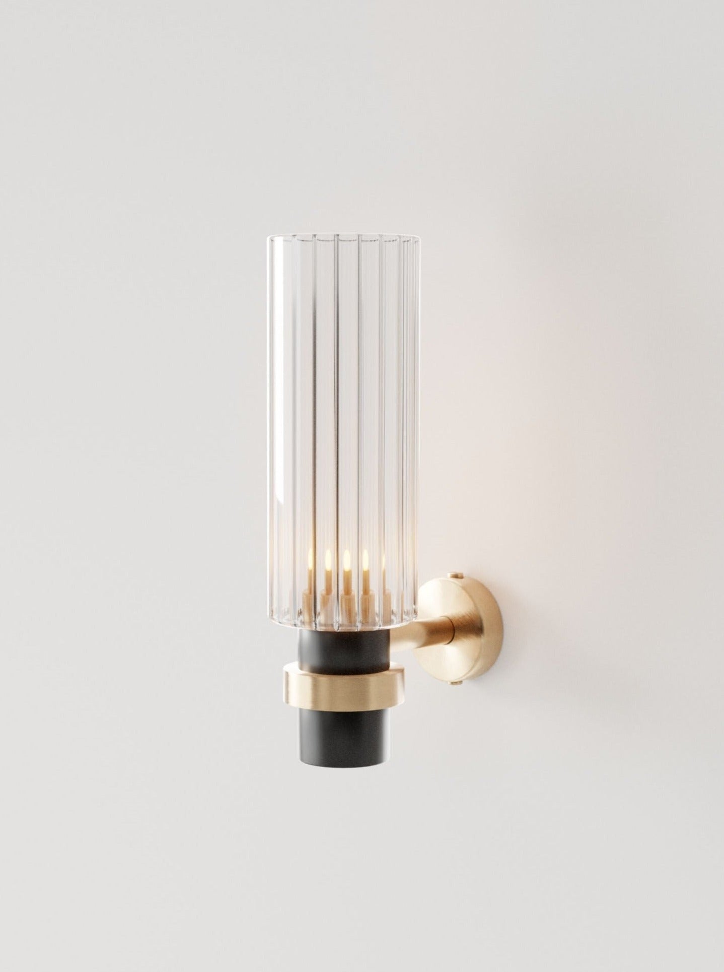 Magda Wall Light — close-up of ribbed glass and brass details