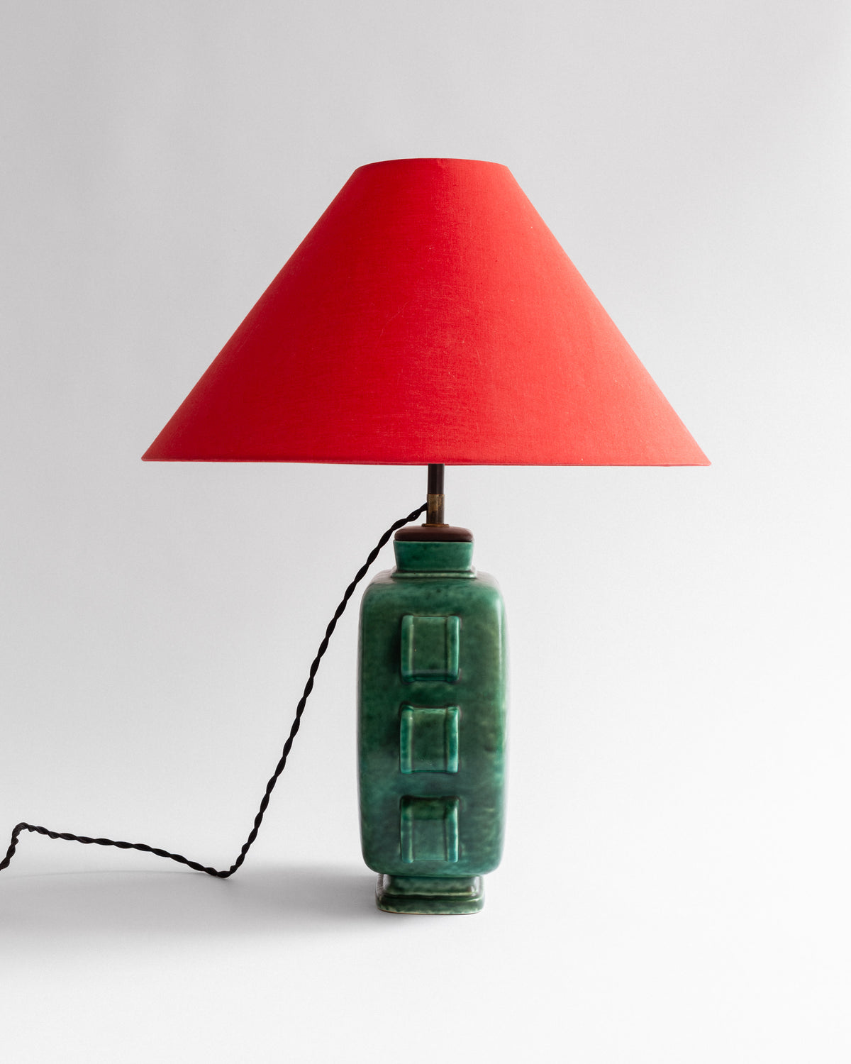 Emerald Stoneware Table Lamp by Wilhelm Kåge, Sweden, 1930s — side angle