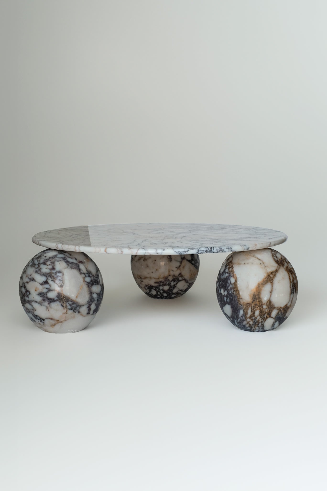 Sculptural Calacatta Viola Coffee Table — side angle