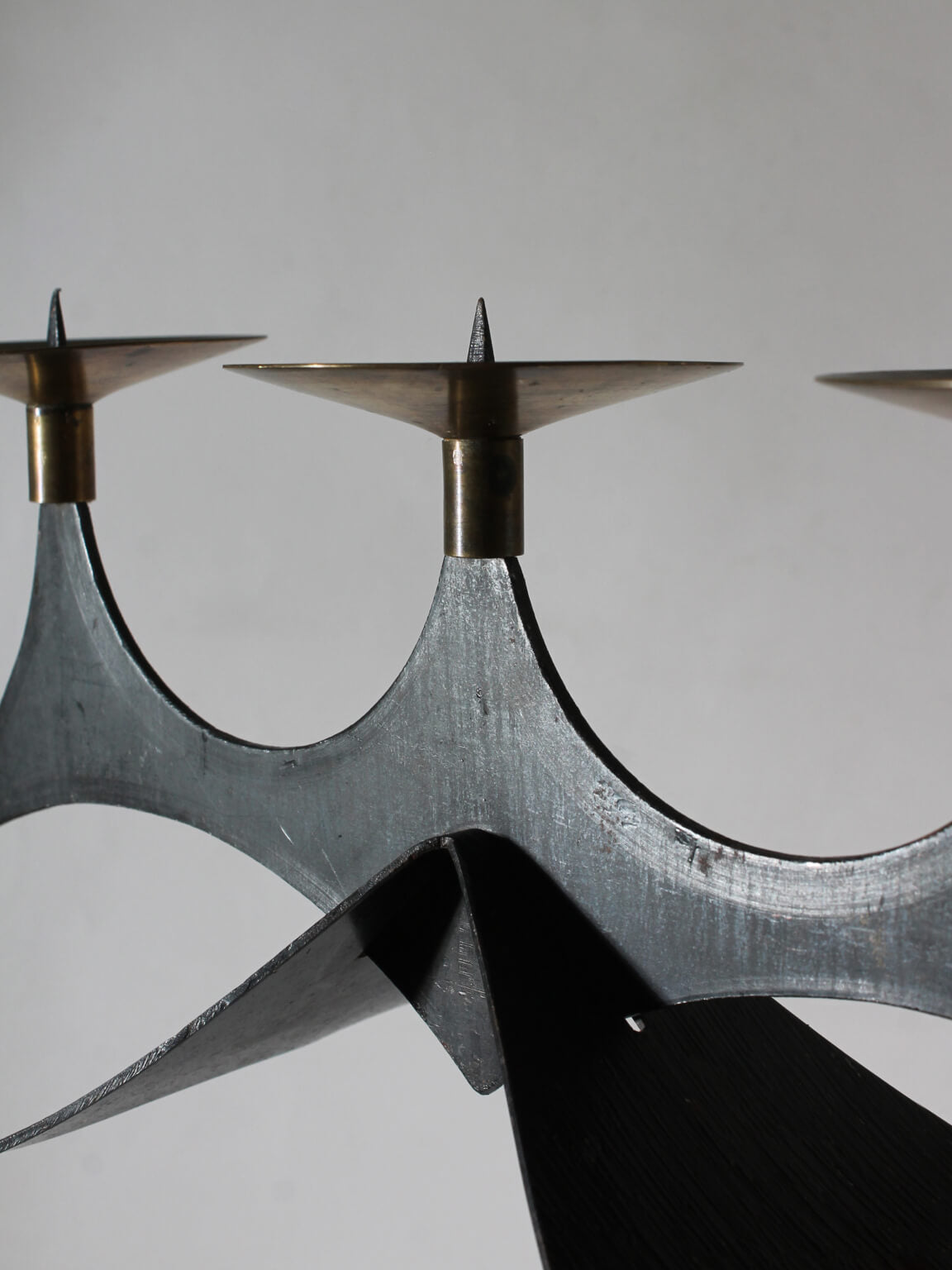 Mid-Century Brutalist Cast Iron And Brass Candelabra — lifestyle setting