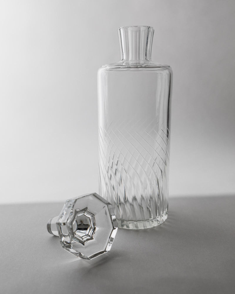1960s Murano Glass Decanter — close-up of clear glass with textured design