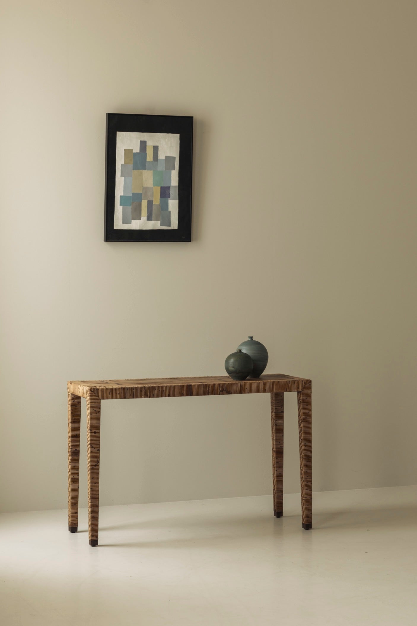 Exceptional French Rattan Wrapped Console Table, 1970s — view 10
