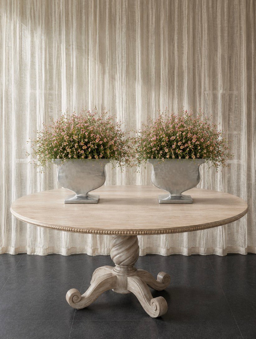 1990s Dutch Vintage Aluminum Cast Planter & Vase — detail view