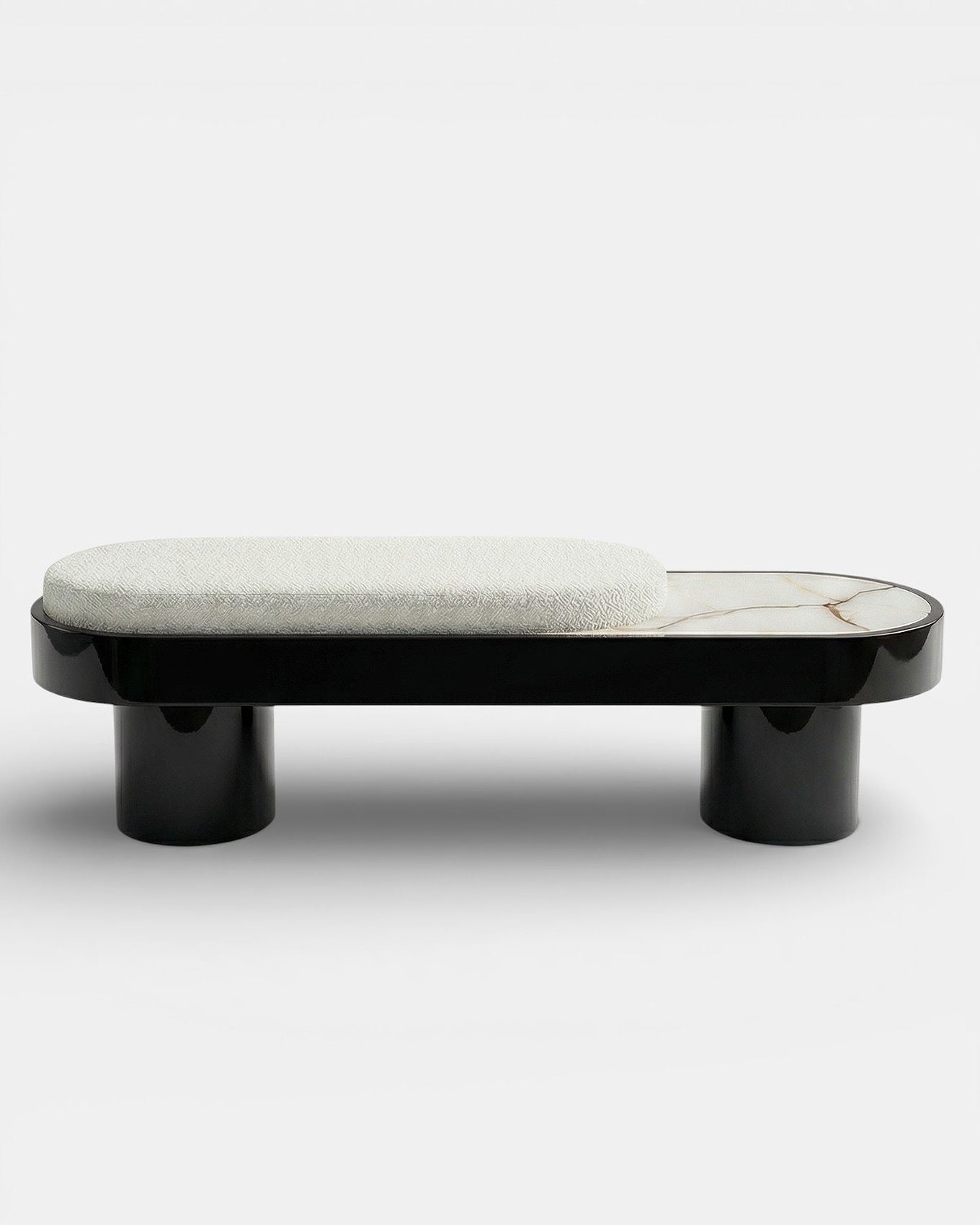 Noto Black Lacquered Wood With Shell Onyx Bench by Marbera | The Oblist — black wood, modern design