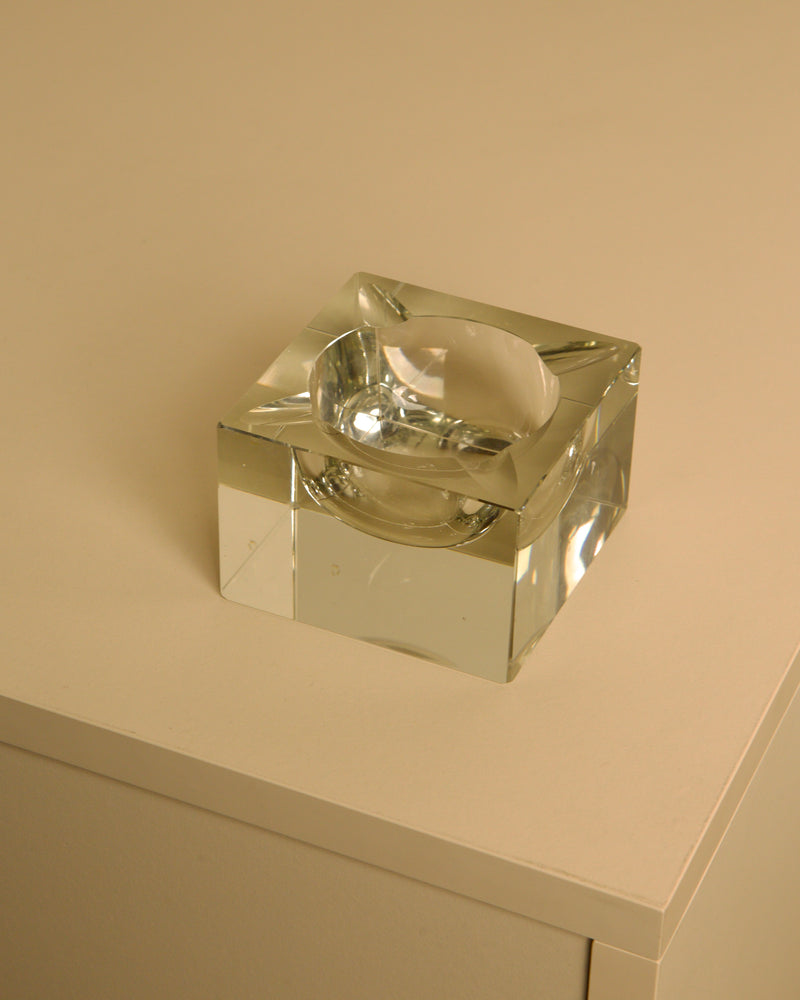 Square Italian Crystal Ashtray, 1960s by Treaptyque | The Oblist — clear glass material