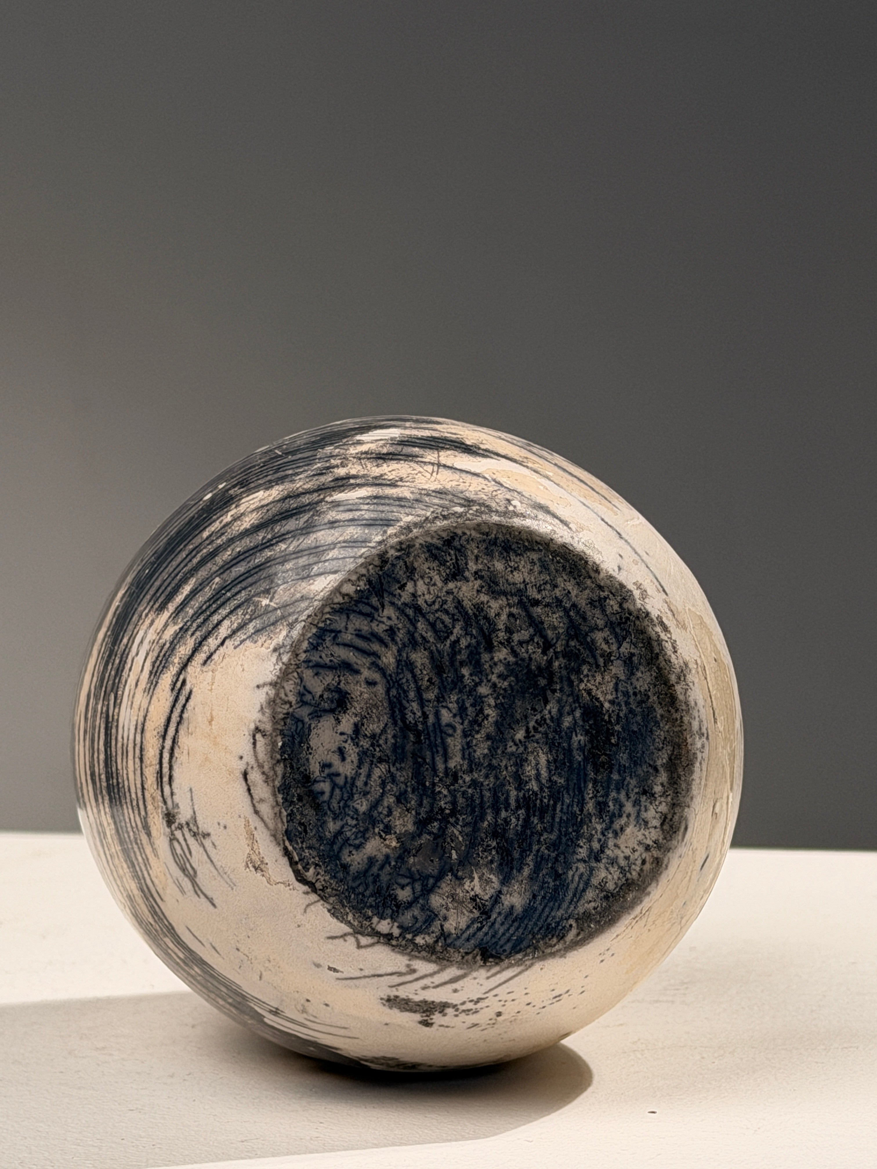Small abstract raku ceramic vase, second half of the 20th century — lifestyle setting