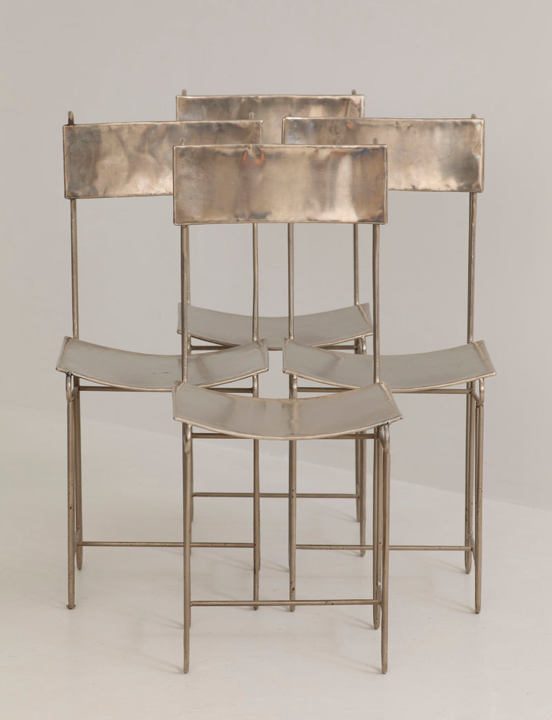Set of 4 Metal Artist Dining Chairs from France Circa 1960-70 by DIG IN JAPAN | The Oblist — vintage metal construction