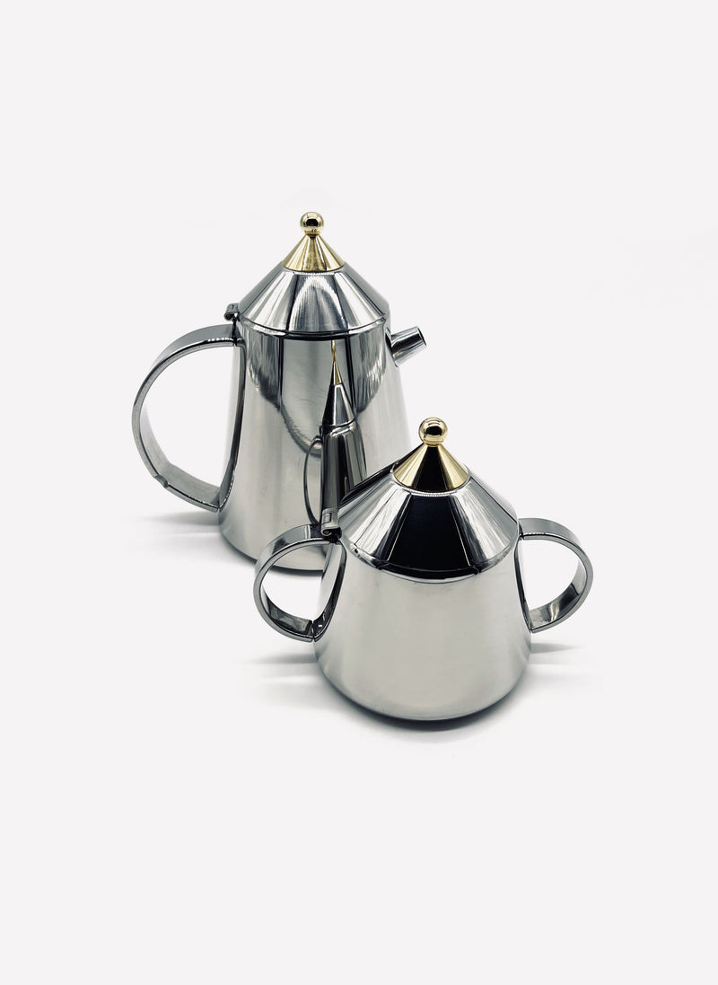Vintage stainless steel jug and sugar bowl set by Guido Bergna