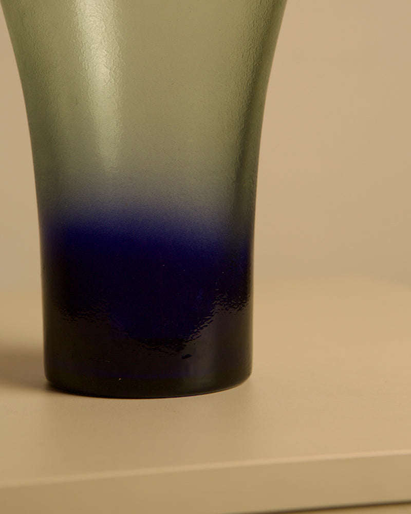 Italian Vase in Opaque Murano Glass, 80s — close-up of blue gradient base