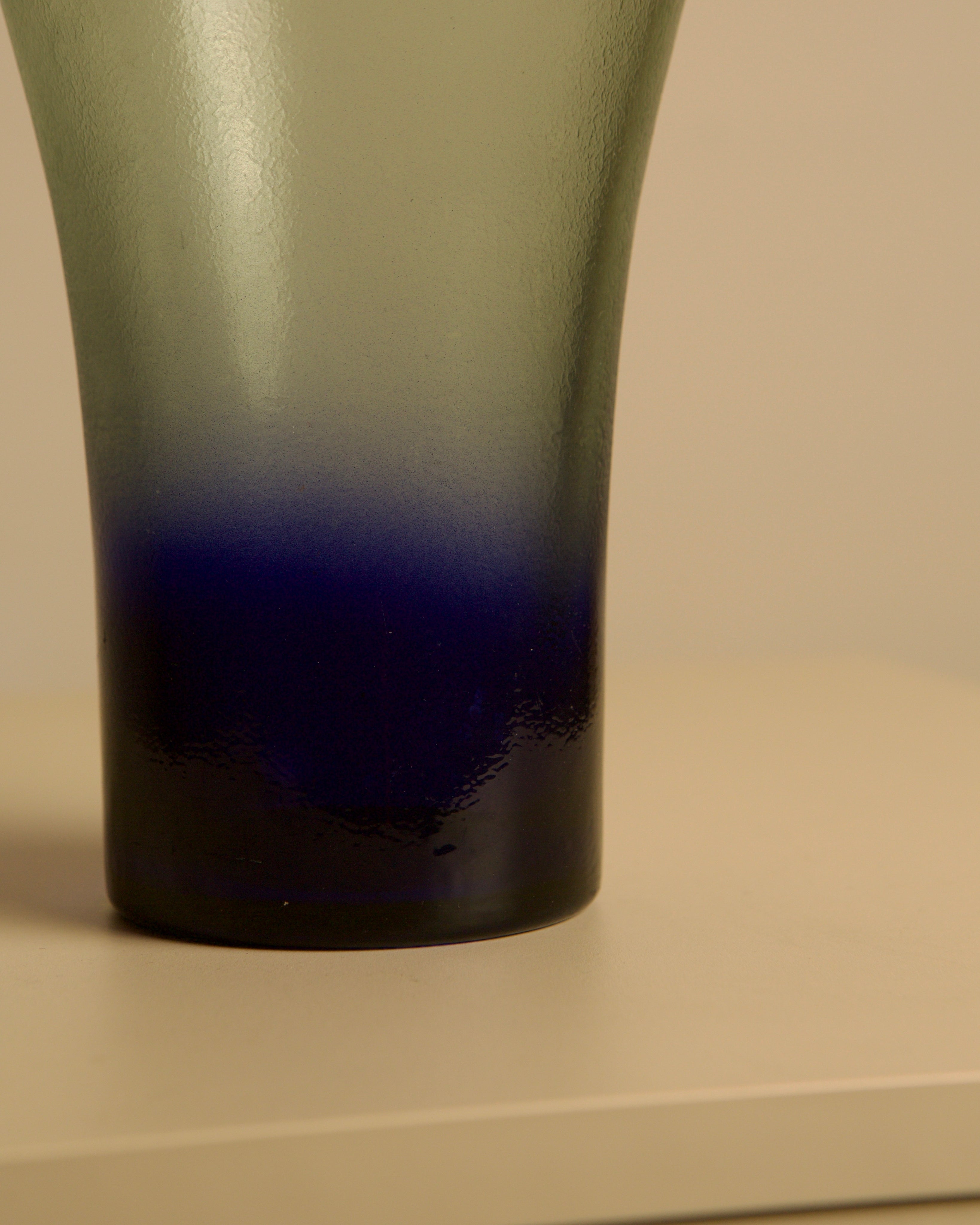Italian Vase in Opaque Murano Glass, 80s — close-up of blue gradient base