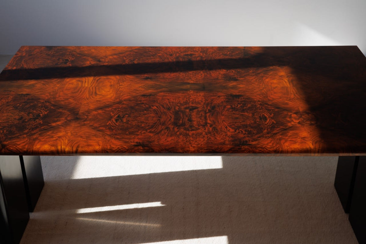 Executive Burlwood Desk and small cabinet 1980s — additional view