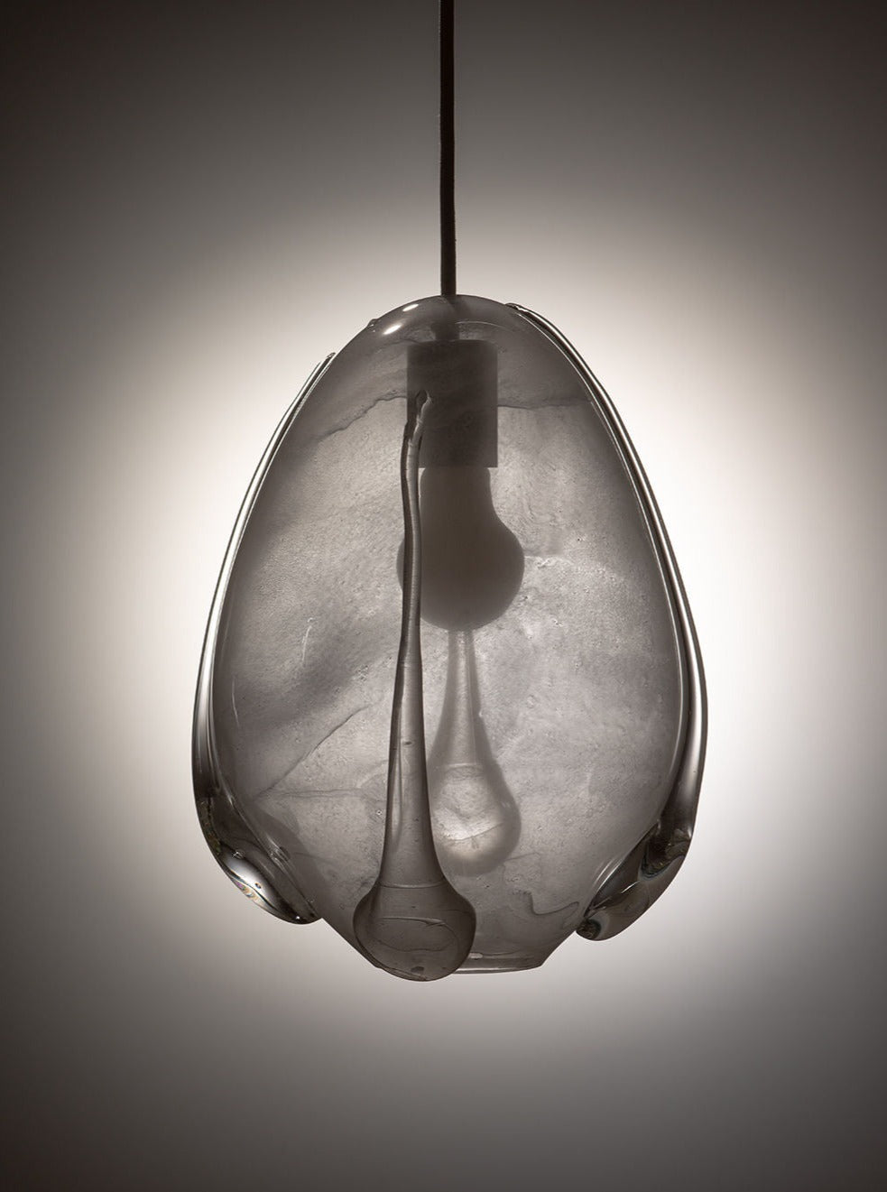 Blown Glass Pendant - Frost White — side angle