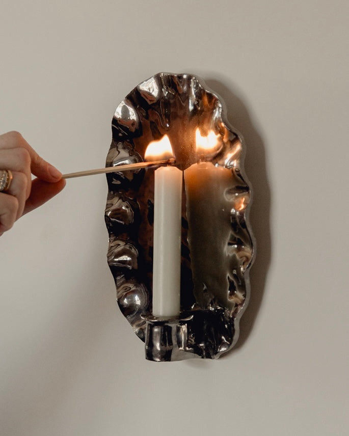 The Ortigia Sconce - 24 Karat Platinum Glaze — side angle