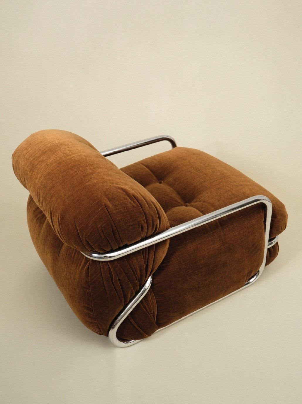 Mario Sabot Lounge Chair - Brown Velvet — detail view