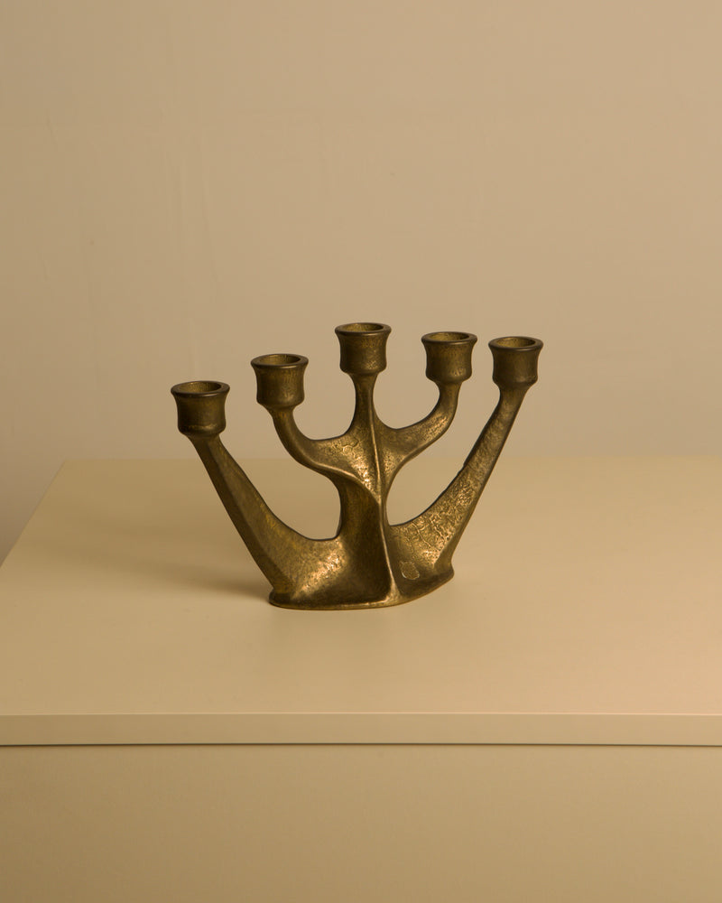 Five-branch Brass Candleholder by Michael Harjes | The Oblist — vintage brass design
