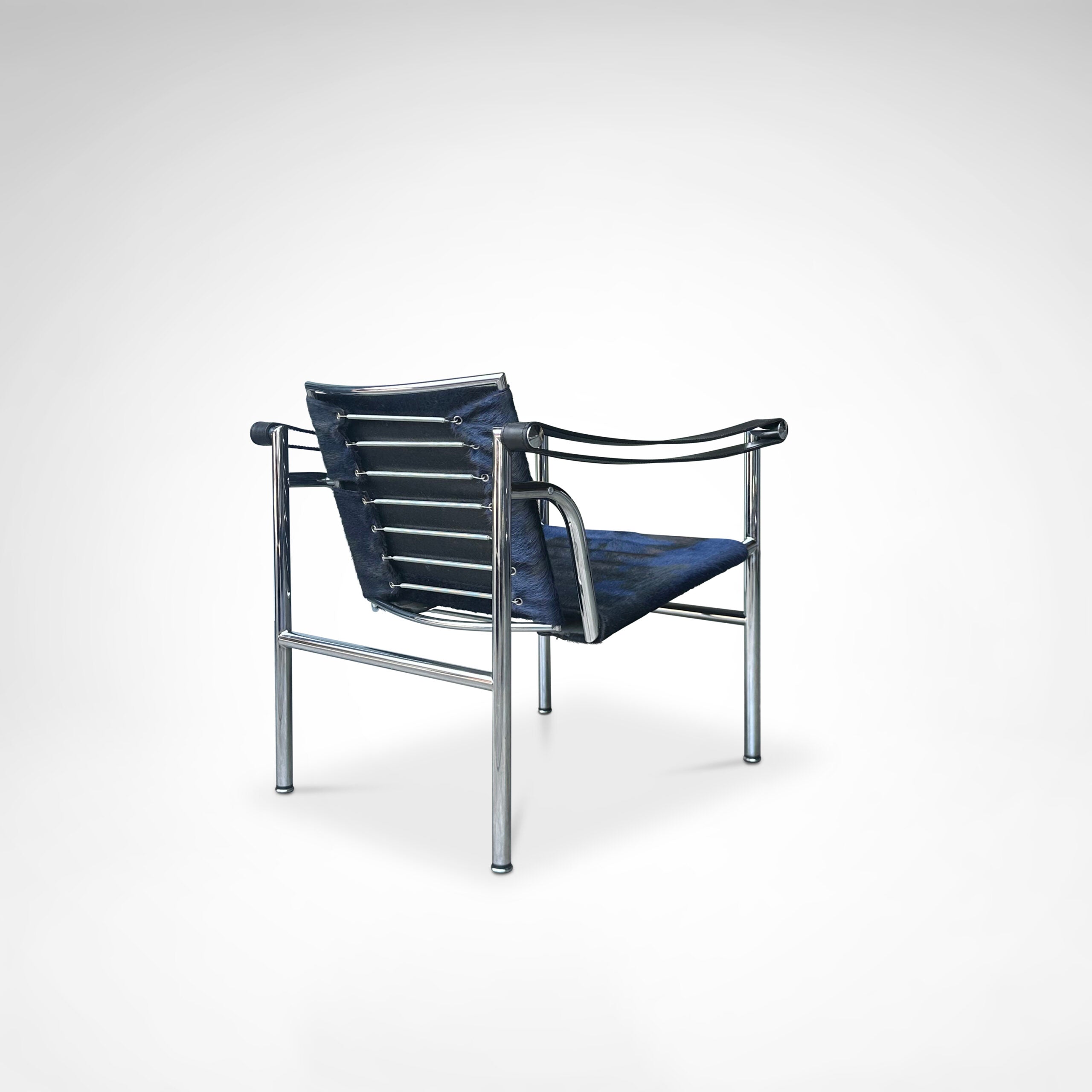 LC1 Blue and Black Ponyskin Armchair by Le Corbusier, Charlotte Perriand & Pierre Jeanneret for Cassina, 1990s — alternate view